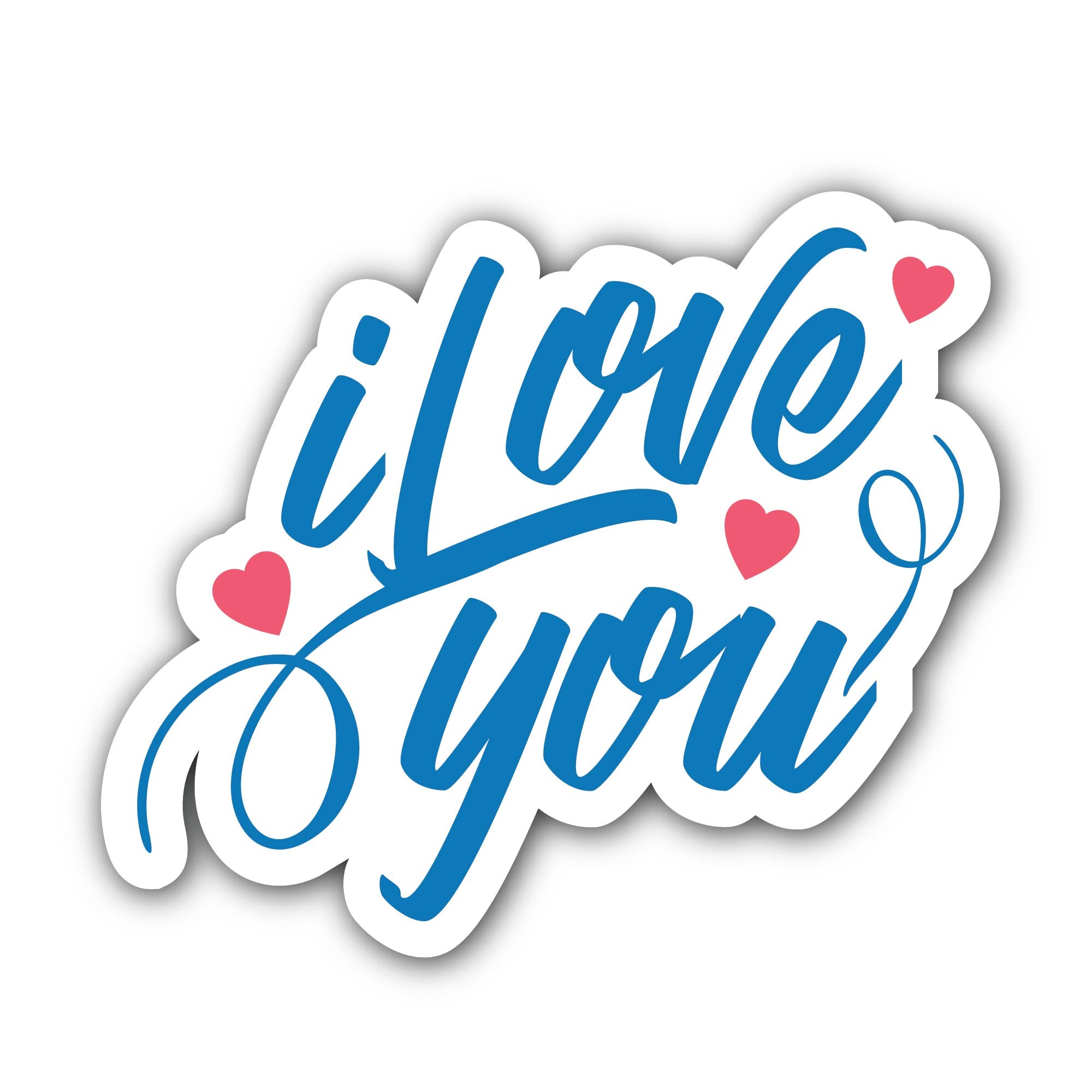 Three Hearts & I Love You Sticker, Waterproof Vinyl Decal Sticker Indoor Or Outdoor 2 (Pieces) 3" and 5"