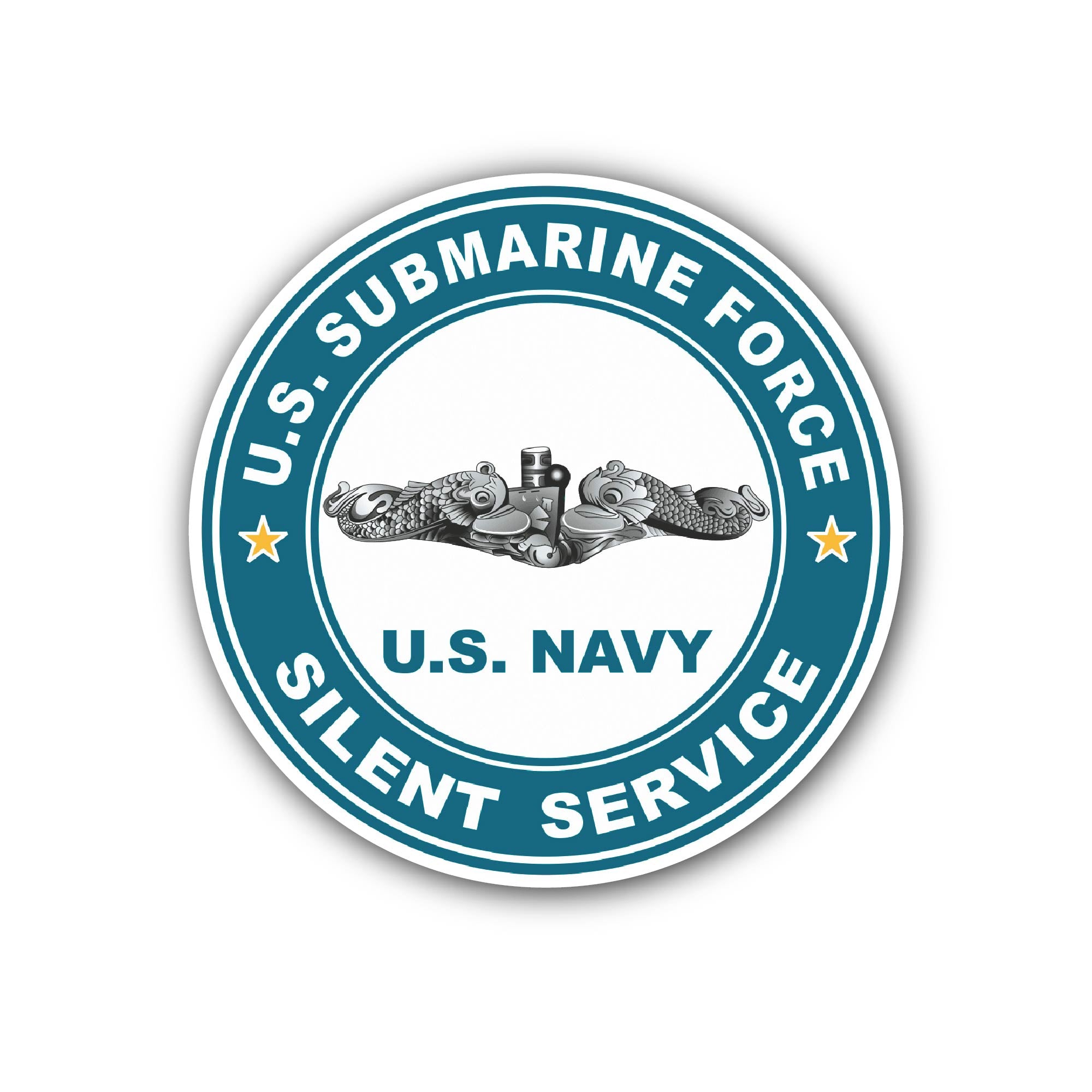 US Submarine Force Silent Service Silver Dolphins Sticker, Waterproof Vinyl Decal Sticker Indoor Or Outdoor 2 (Pieces) 3" and 5"