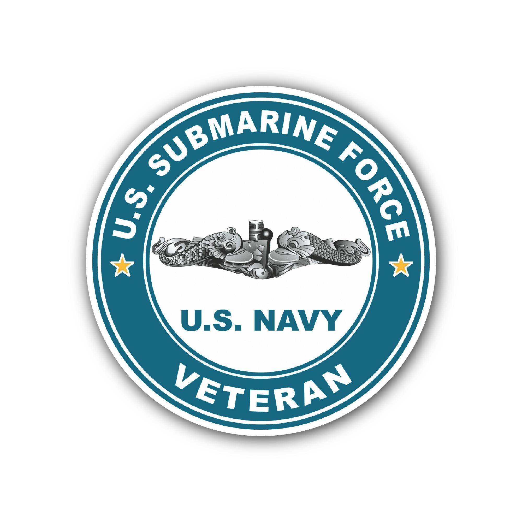 US Submarine Force Veteran Silver Dolphins Sticker, Waterproof Vinyl Decal Sticker Indoor Or Outdoor 2 (Pieces) 3" and 5"