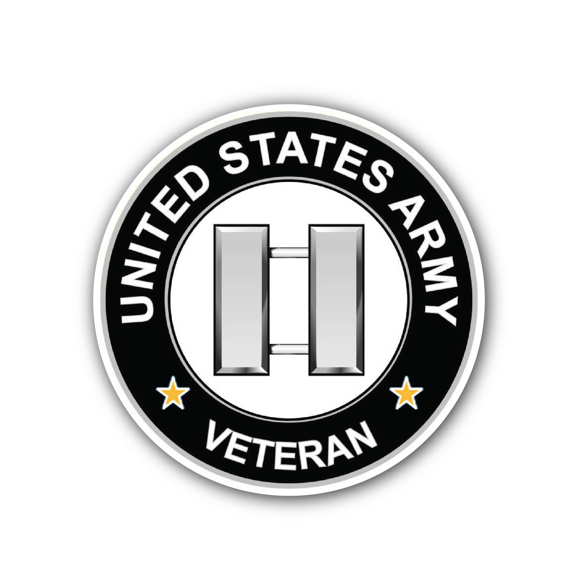 U.S. Army Captain Veteran Sticker, Waterproof Vinyl Decal Sticker Indoor Or Outdoor 2 (Pieces) 3" and 5"