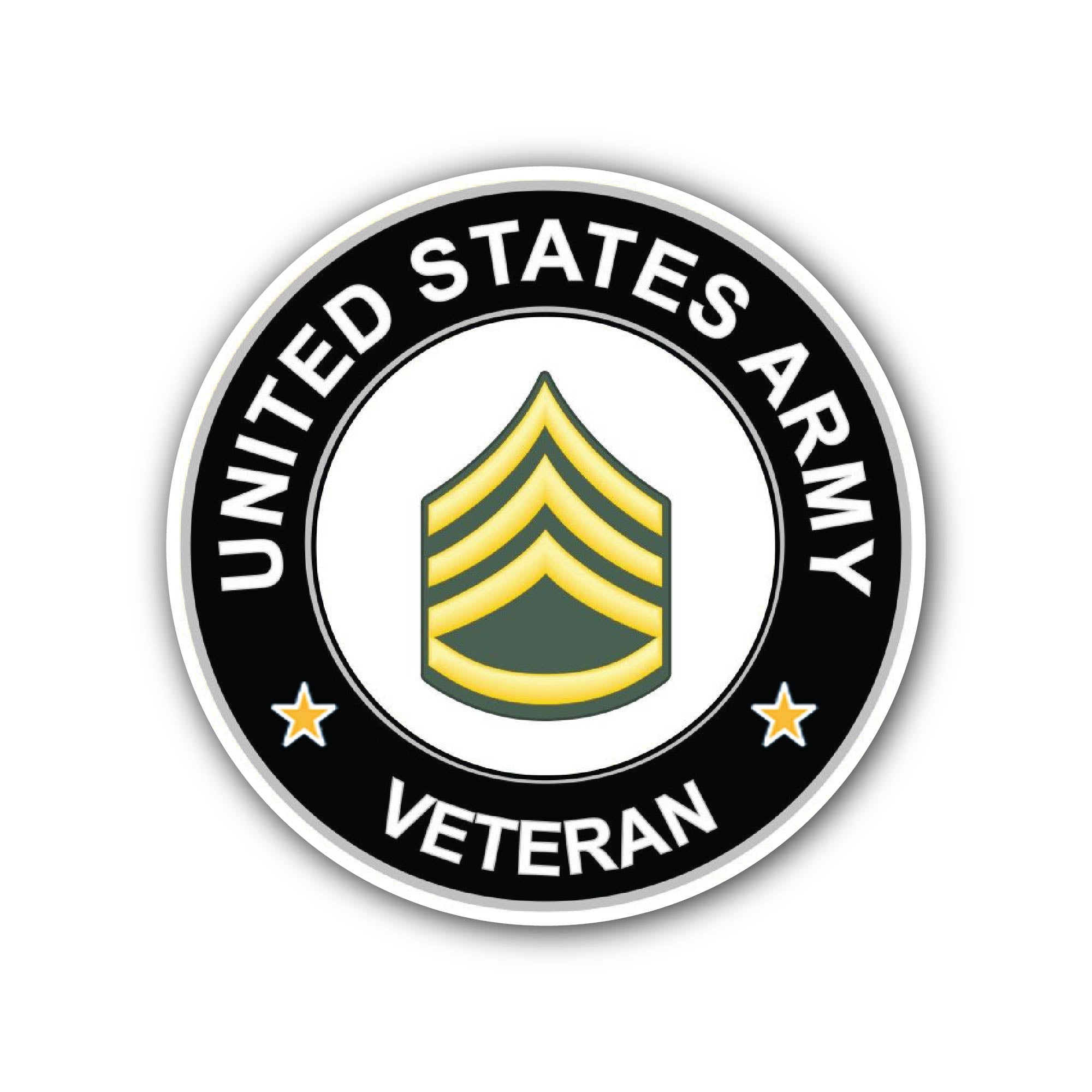 U.S. Army Staff Sergeant Veteran Sticker, Waterproof Vinyl Decal Sticker Indoor Or Outdoor 2 (Pieces) 3" and 5"