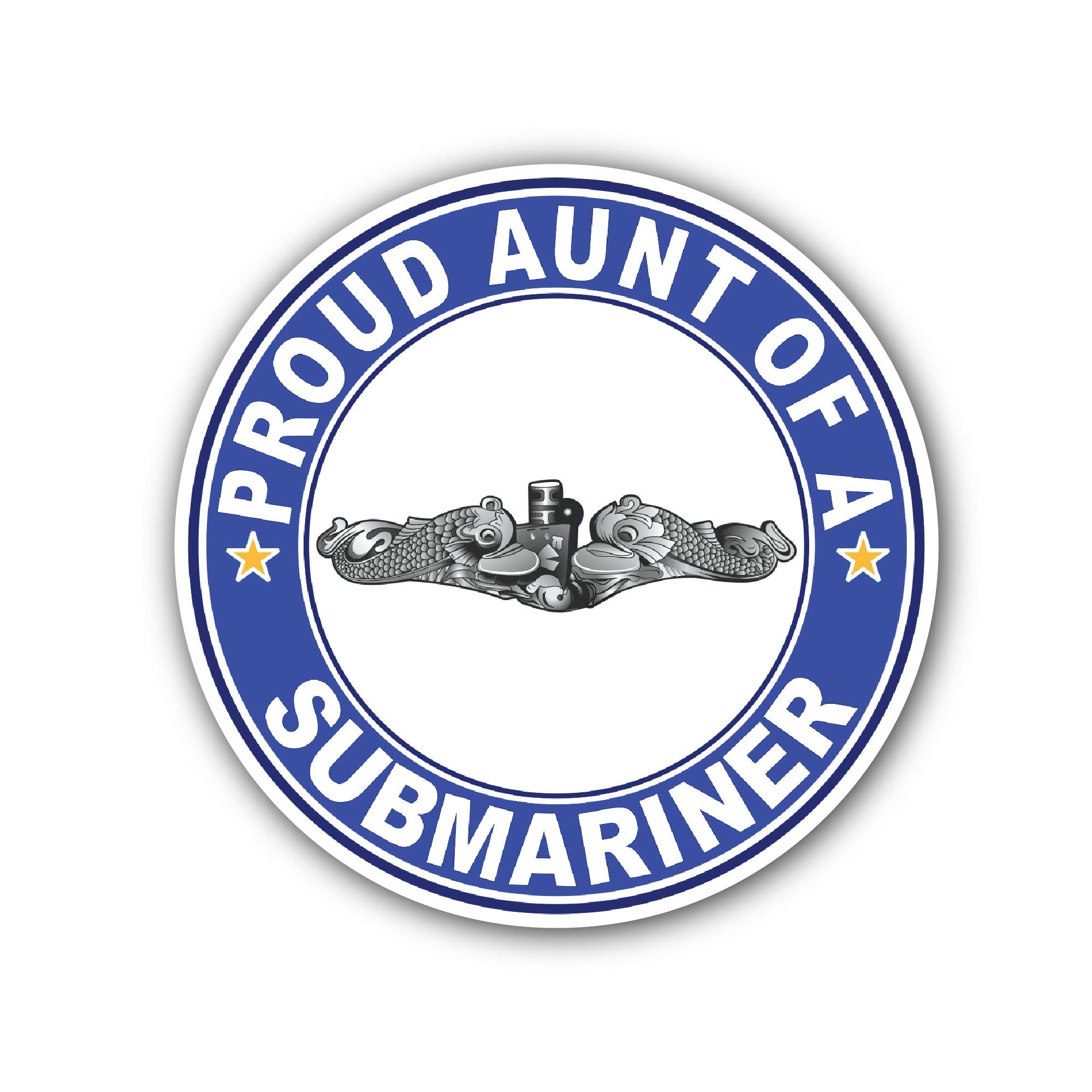 Proud Aunt of a Submariner Silver Dolphins Sticker, Waterproof Vinyl Decal Sticker Indoor Or Outdoor 2 (Pieces) 3" and 5"