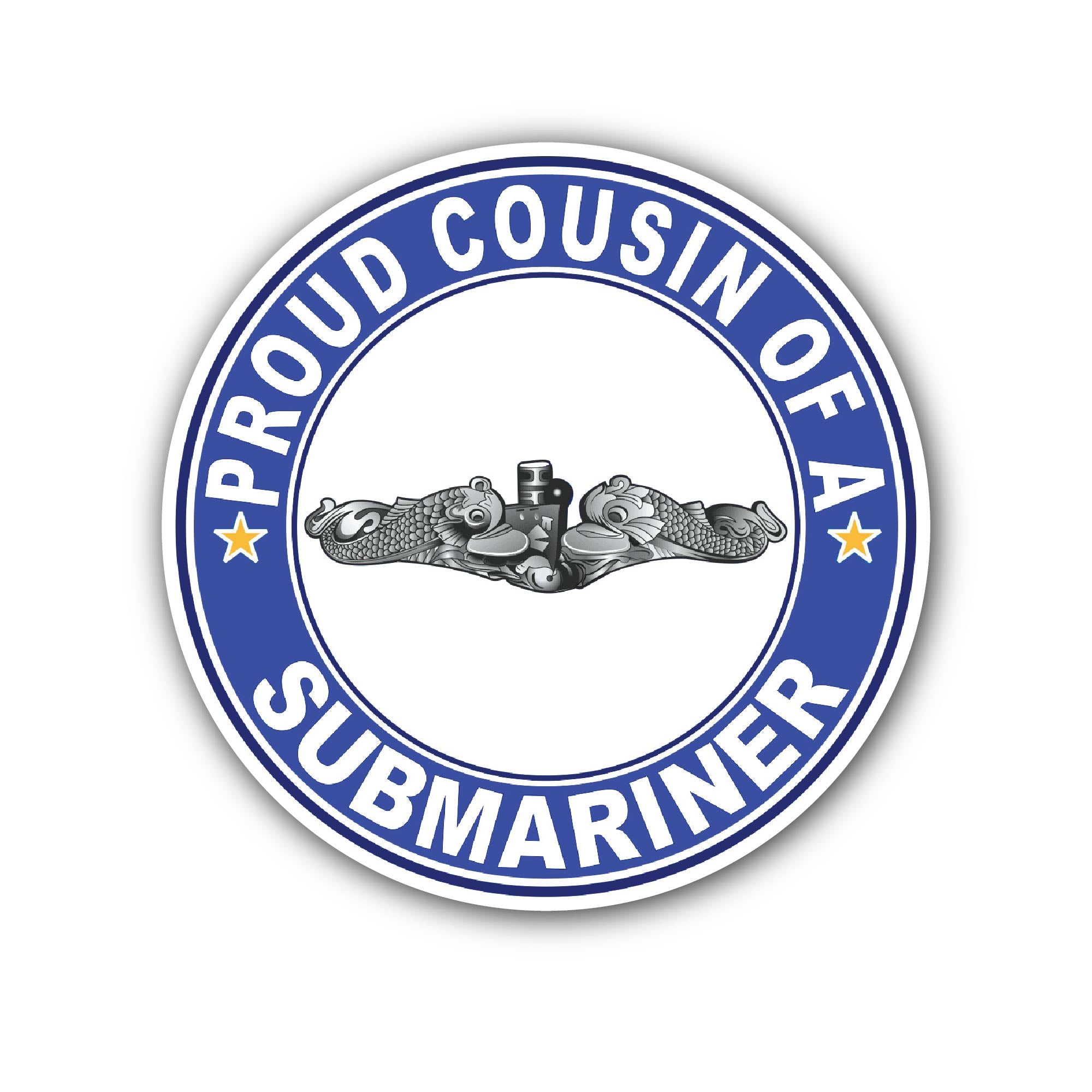 Proud Cousin of a Submariner Silver Dolphins Sticker, Waterproof Vinyl Decal Sticker Indoor Or Outdoor 2 (Pieces) 3" and 5"