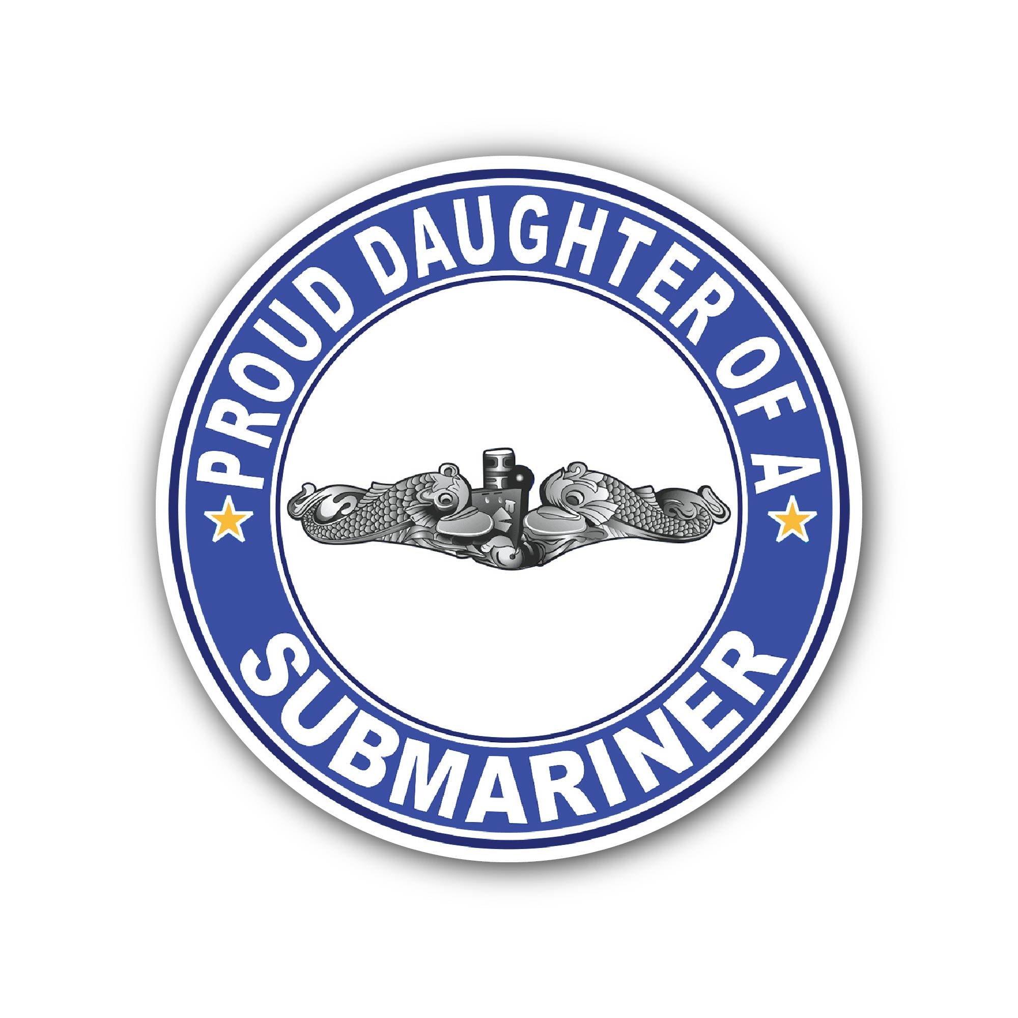 Proud Daughter of a Submariner Silver Dolphins Sticker, Waterproof Vinyl Decal Sticker Indoor Or Outdoor 2 (Pieces) 3" and 5"