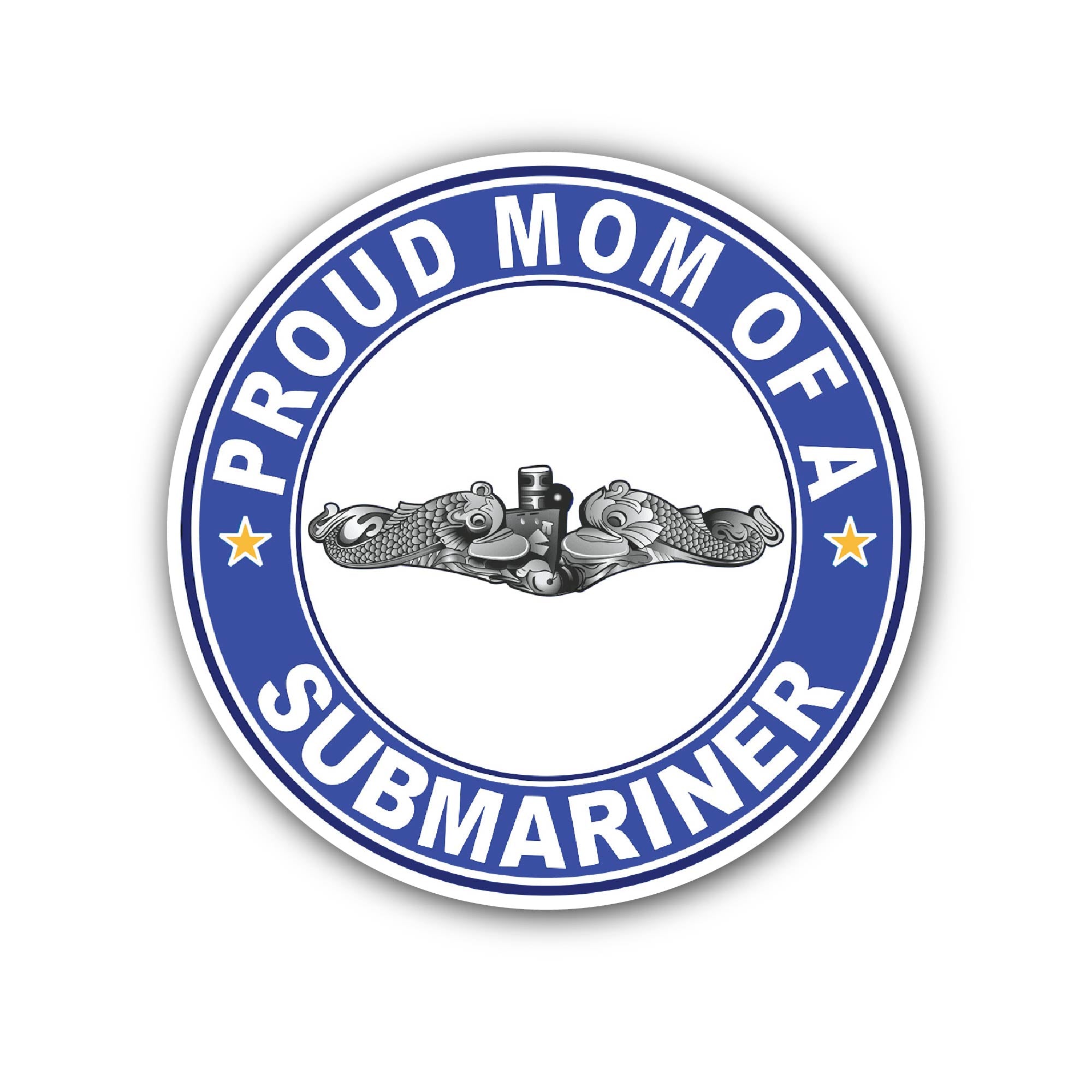 Proud Mom of a Submariner Silver Dolphins Sticker, Waterproof Vinyl Decal Sticker Indoor Or Outdoor 2 (Pieces) 3" and 5"