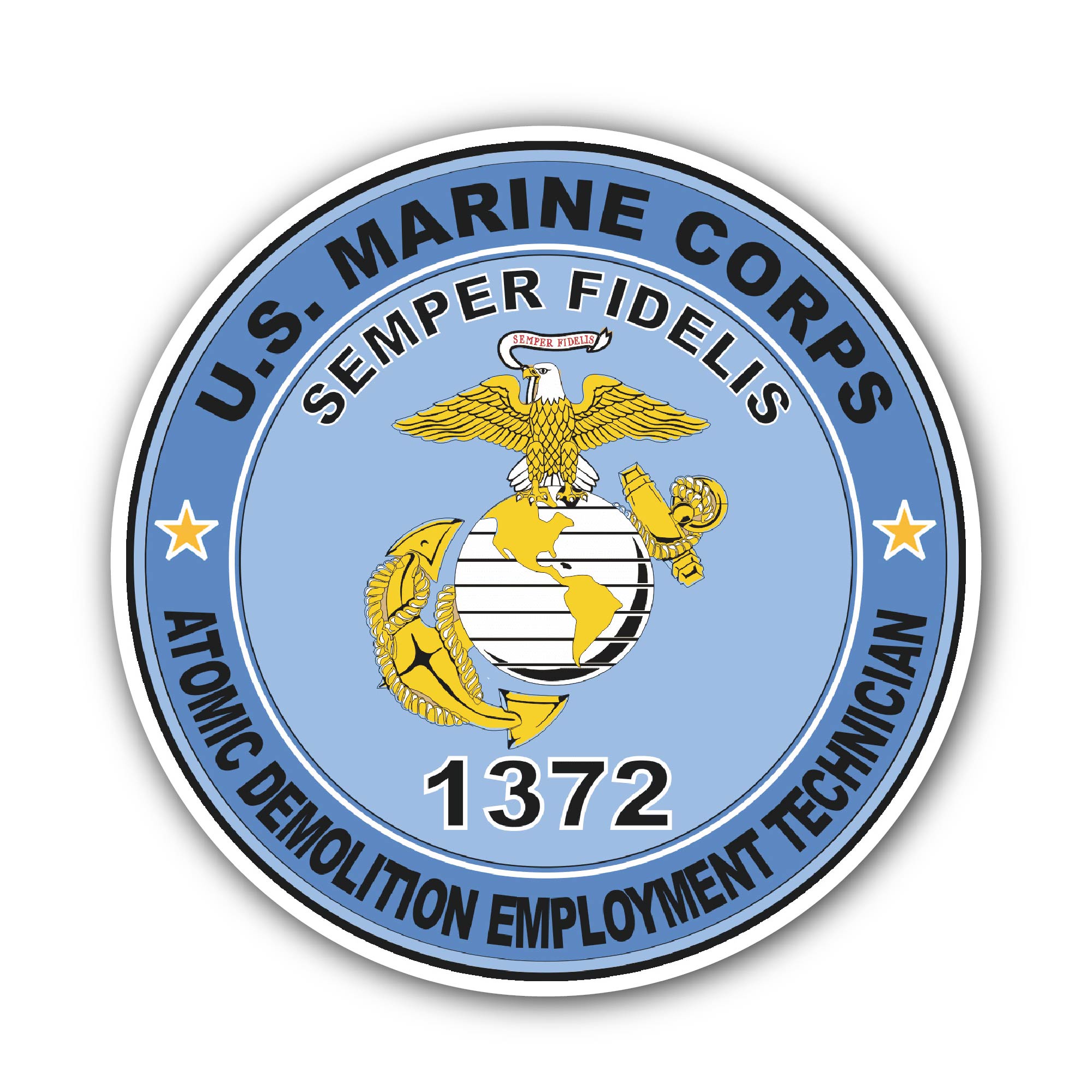 Atomic Demolition Employment Technician MOS 1372 U.S.M.C Military Sticker, Waterproof Vinyl Decal Sticker Indoor Or Outdoor 2 (Pieces) 3" and 5"