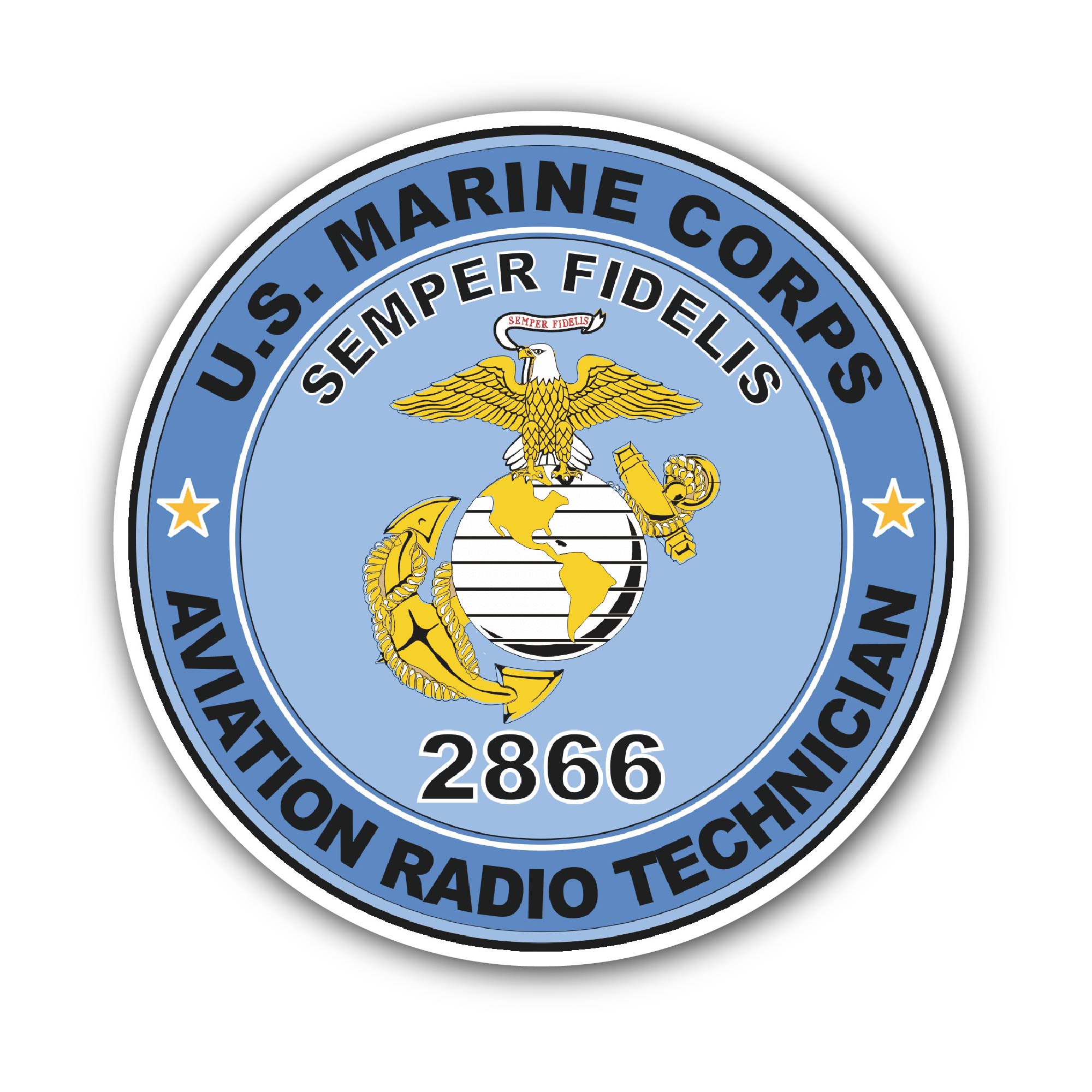 U.S.M.C. MOS 2866 Aviation Radio Technician Sticker, Waterproof Vinyl Decal Sticker Indoor Or Outdoor 2 (Pieces) 3" and 5"