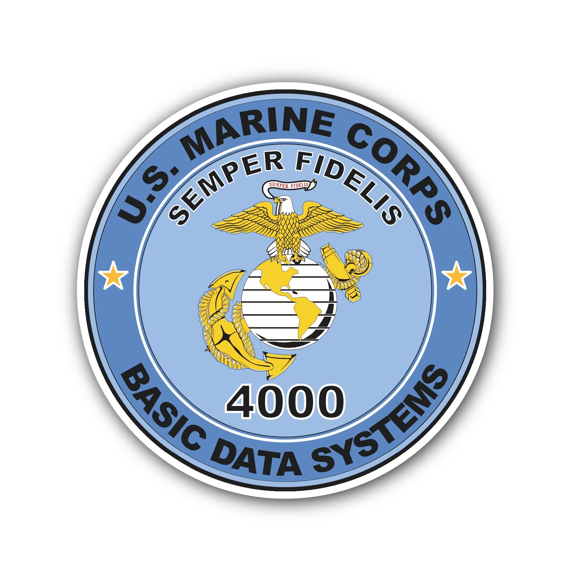 U.S.M.C. MOS 4000 Basic Data Systems Sticker, Waterproof Vinyl Decal Sticker Indoor Or Outdoor 2 (Pieces) 3" and 5"