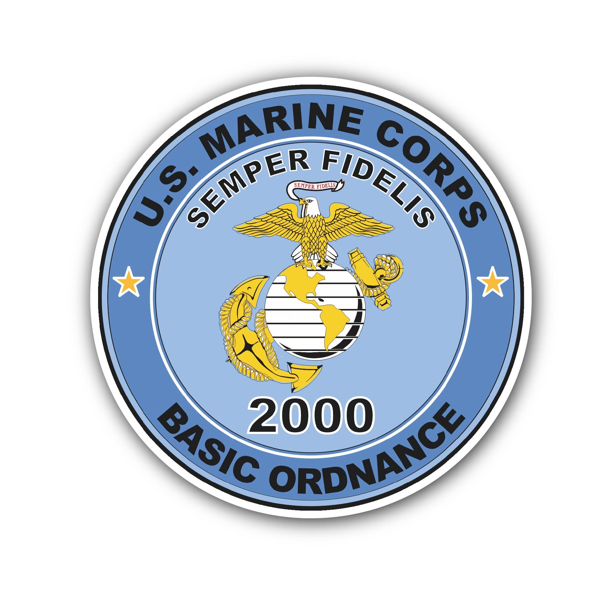 U.S.M.C. MOS 2000 Basic Ordnance Sticker, Waterproof Vinyl Decal Sticker Indoor Or Outdoor 2 (Pieces) 3" and 5"