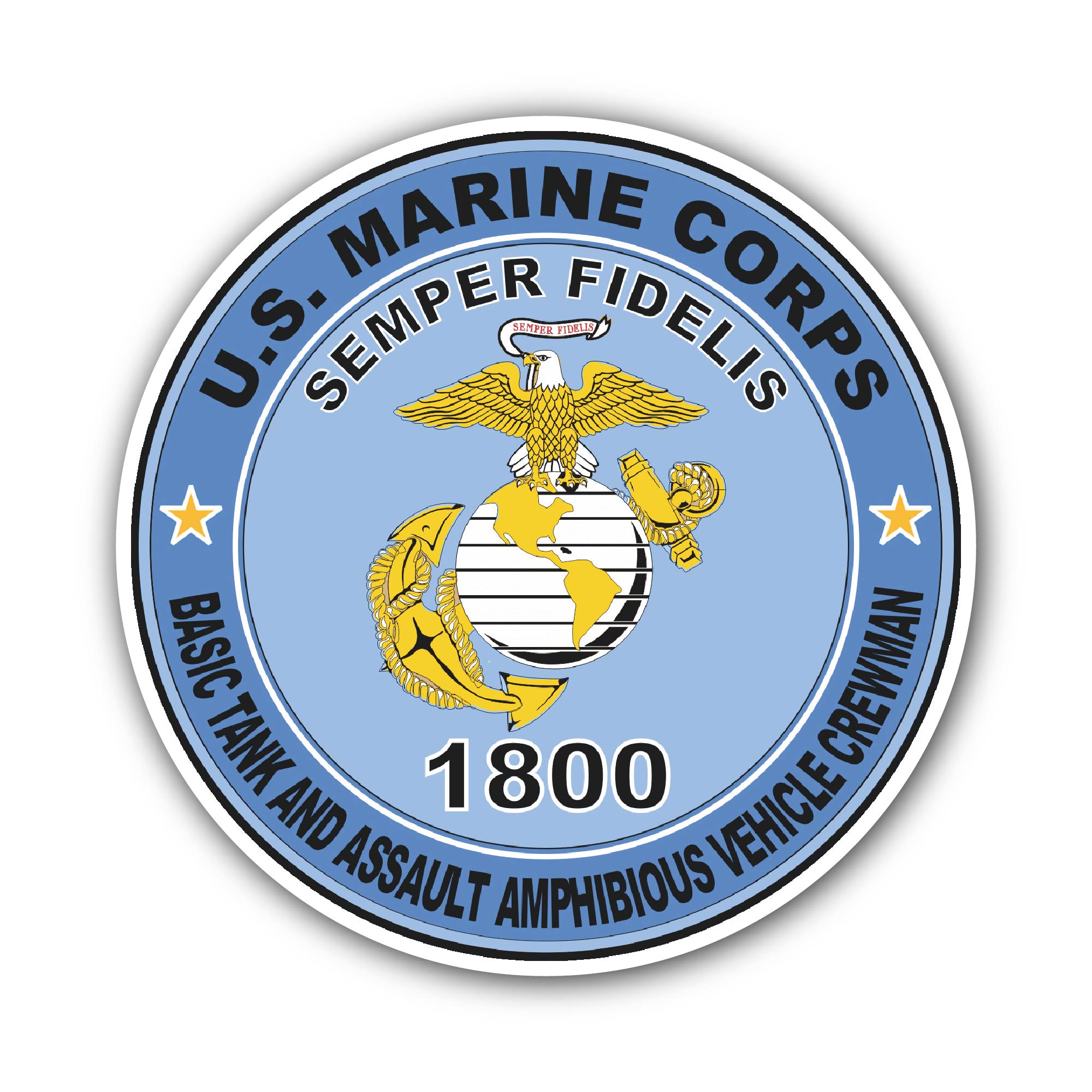 Basic Tank and Assault Amphibious Vehicle Crewman MOS 1800 Sticker, Waterproof Vinyl Decal Sticker Indoor Or Outdoor 2 (Pieces) 3" and 5"