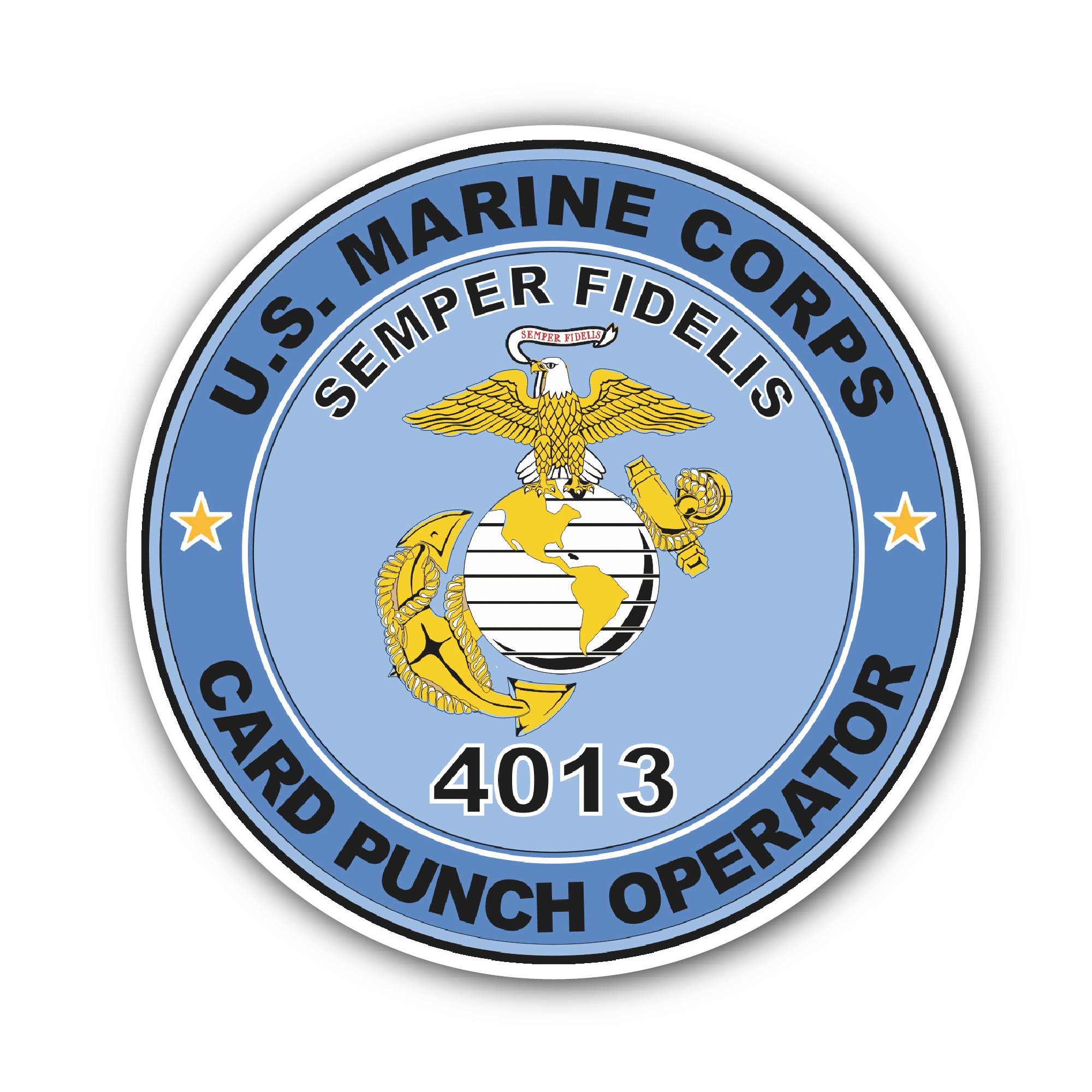 U.S.M.C. MOS 4013 Card Punch Operator Sticker, Waterproof Vinyl Decal Sticker Indoor Or Outdoor 2 (Pieces) 3" and 5"