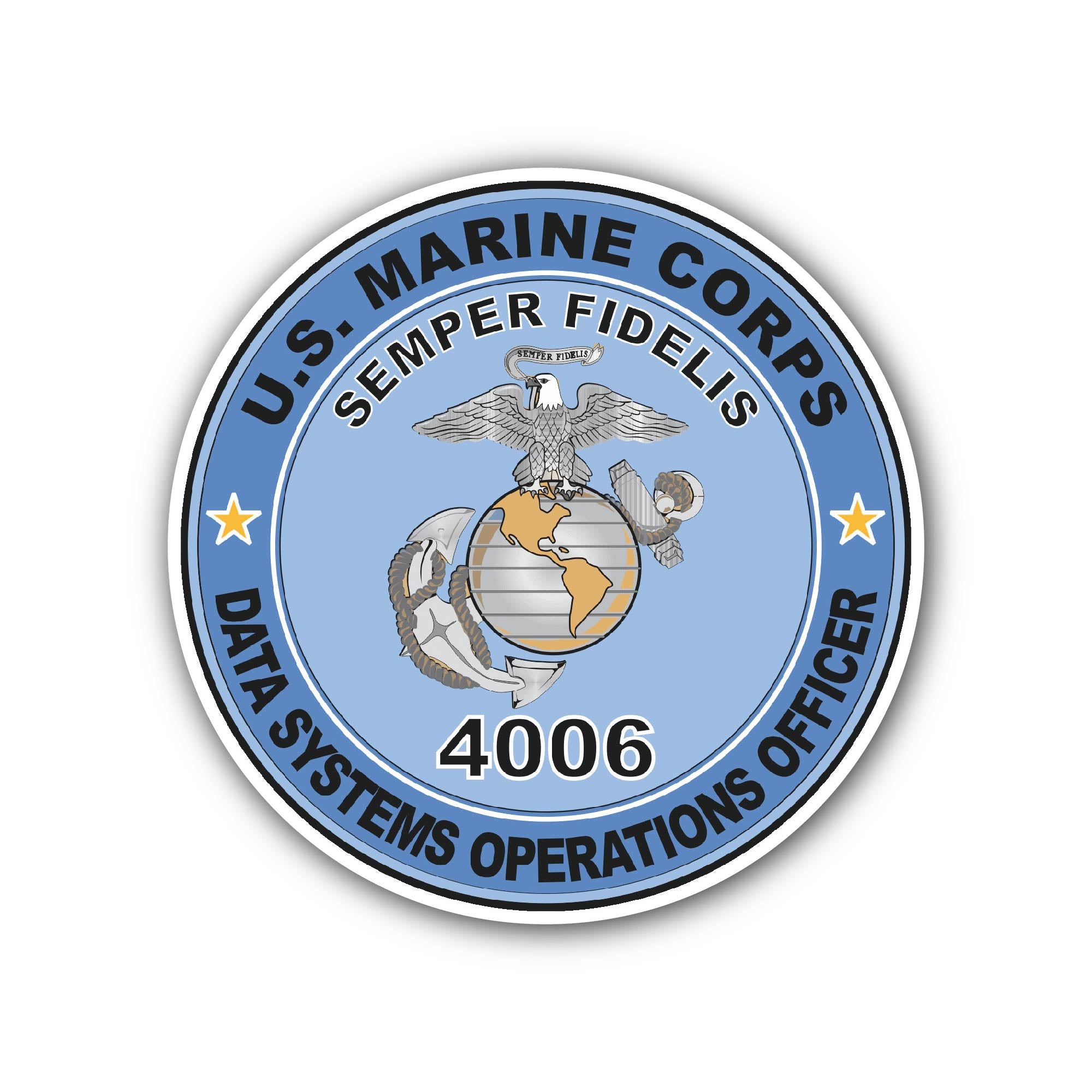 U.S.M.C. MOS 4006 Data Systems Operations Officer Sticker, Waterproof Vinyl Decal Sticker Indoor Or Outdoor 2 (Pieces) 3" and 5"