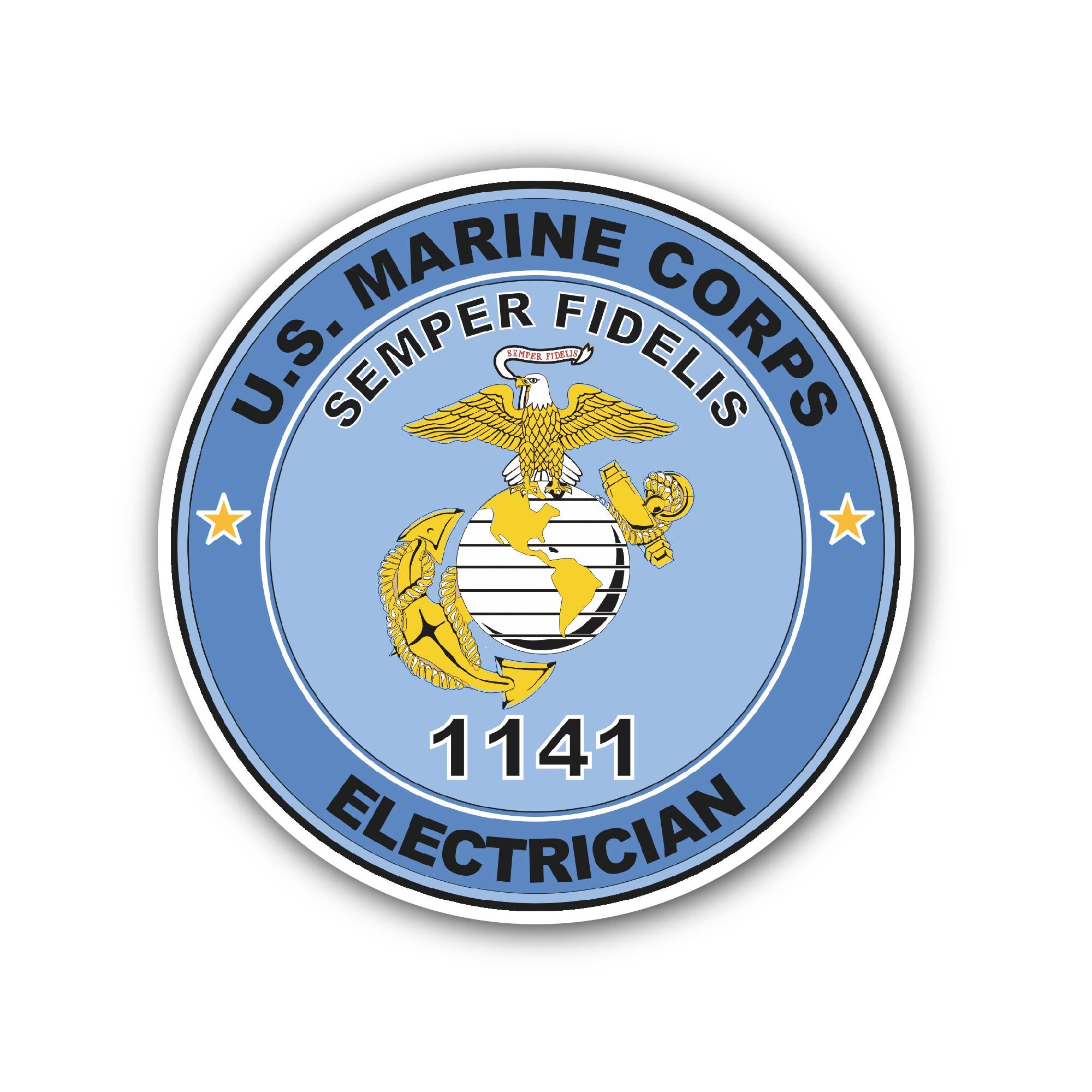 U.S.M.C. MOS 1141 Electrician Sticker, Waterproof Vinyl Decal Sticker Indoor Or Outdoor 2 (Pieces) 3" and 5"
