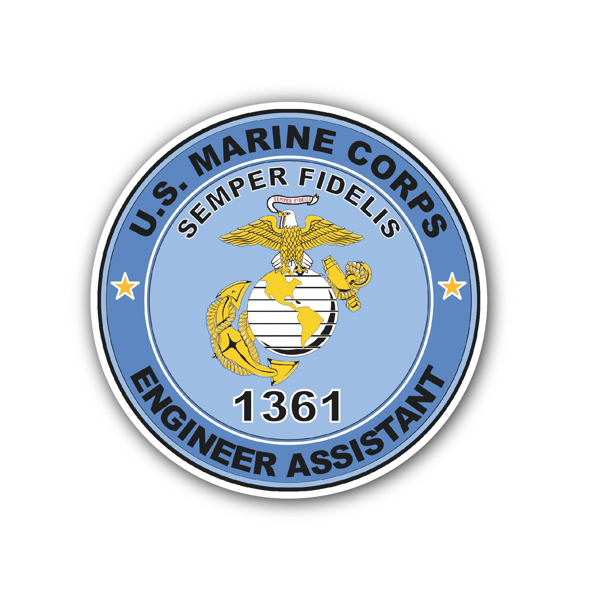 U.S.M.C. MOS 1361 Engineer Assistant Sticker, Waterproof Vinyl Decal Sticker Indoor Or Outdoor 2 (Pieces) 3" and 5"