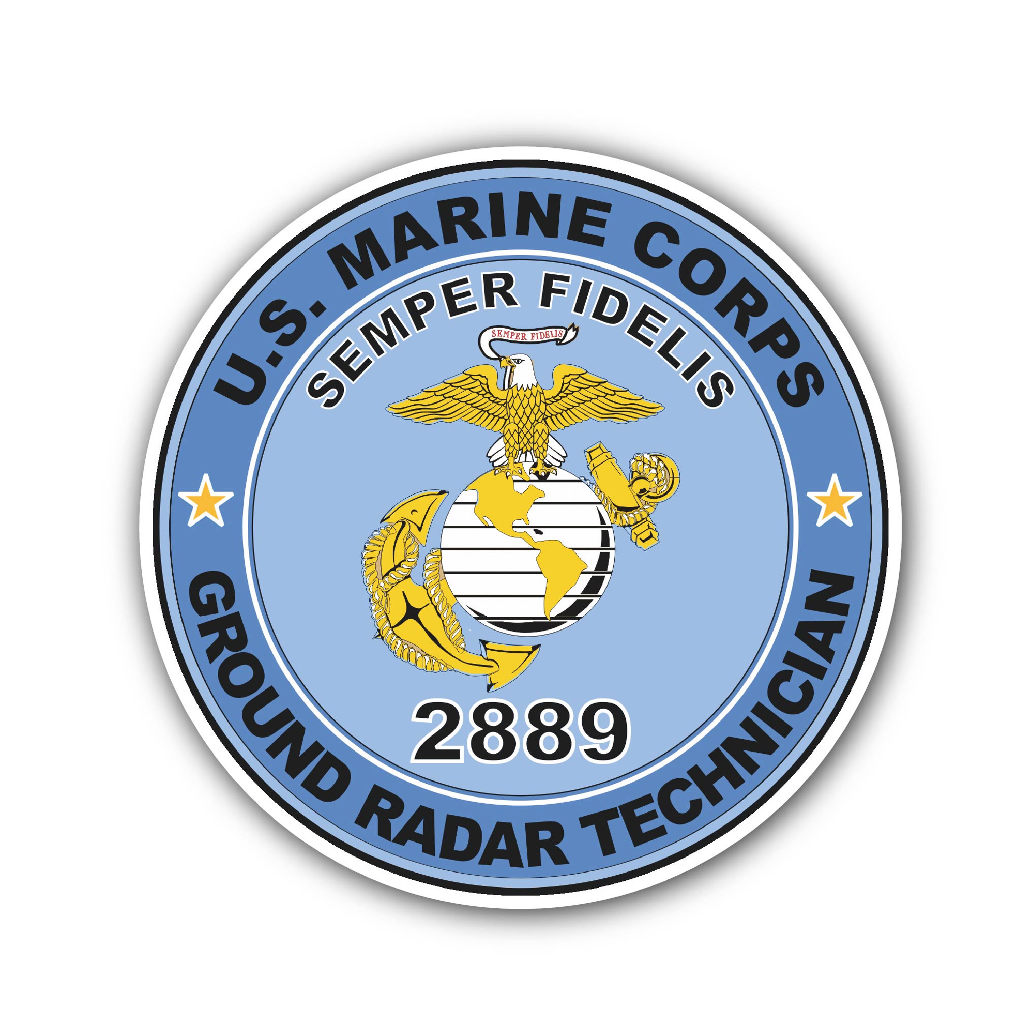U.S.M.C. MOS 2889 Ground Radar Technician Sticker, Waterproof Vinyl Decal Sticker Indoor Or Outdoor 2 (Pieces) 3" and 5"