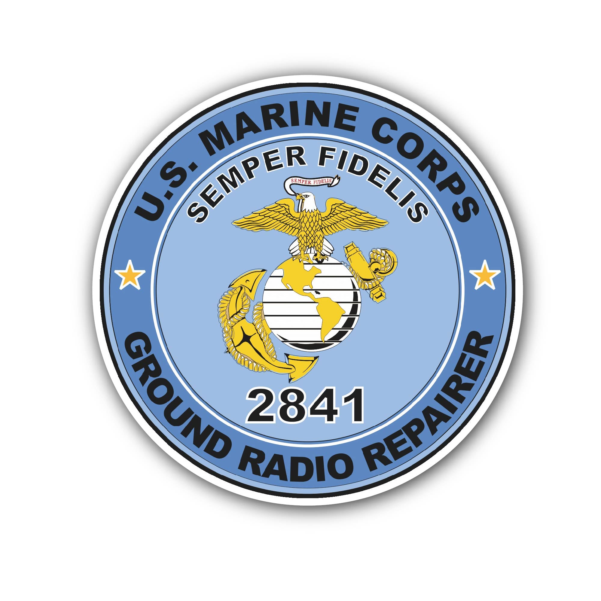 U.S.M.C. MOS 2841 Ground Radio Repairer Sticker, Waterproof Vinyl Decal Sticker Indoor Or Outdoor 2 (Pieces) 3" and 5"