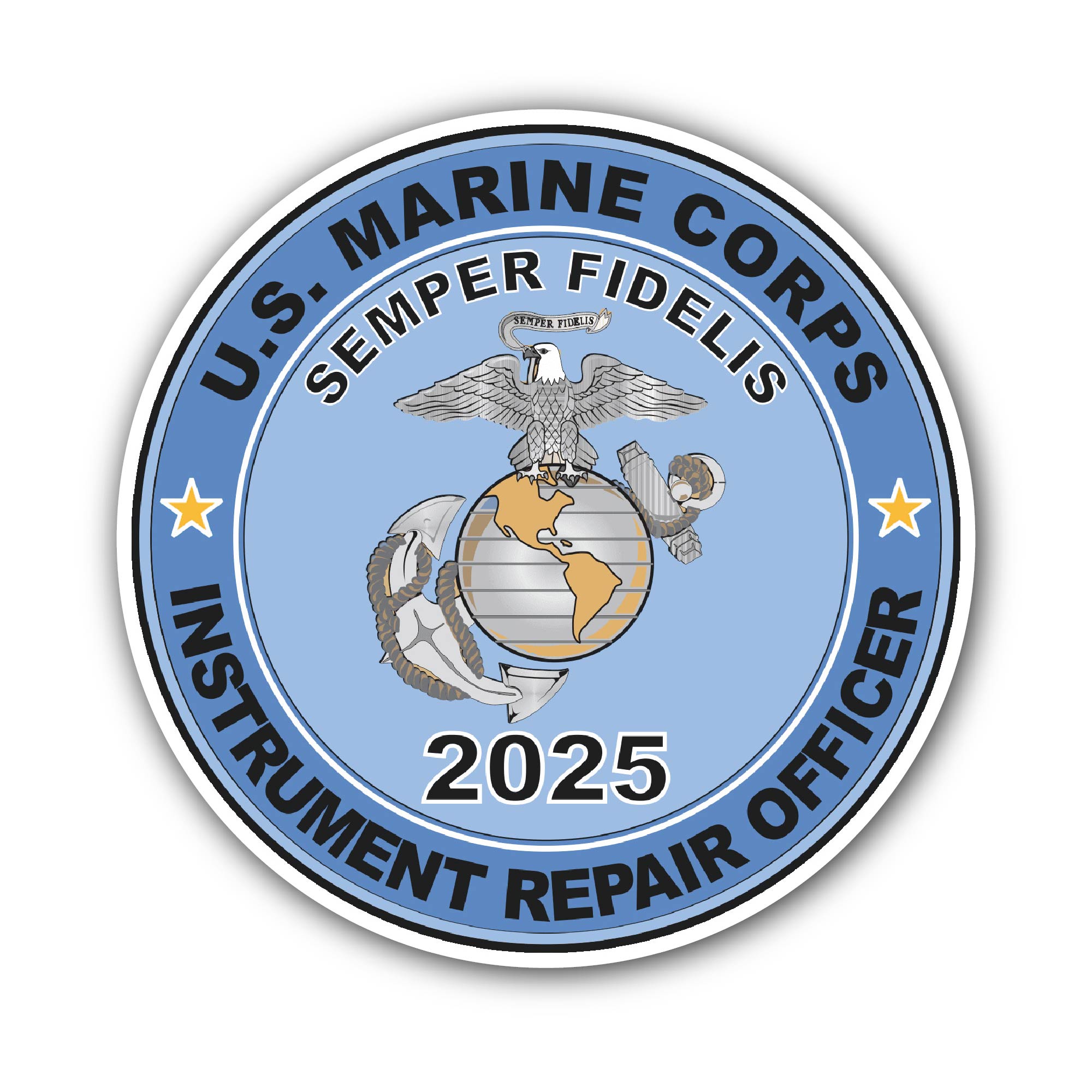 U.S.M.C. MOS 2025 Instrument Repair Officer Sticker, Waterproof Vinyl Decal Sticker Indoor Or Outdoor 2 (Pieces) 3" and 5"