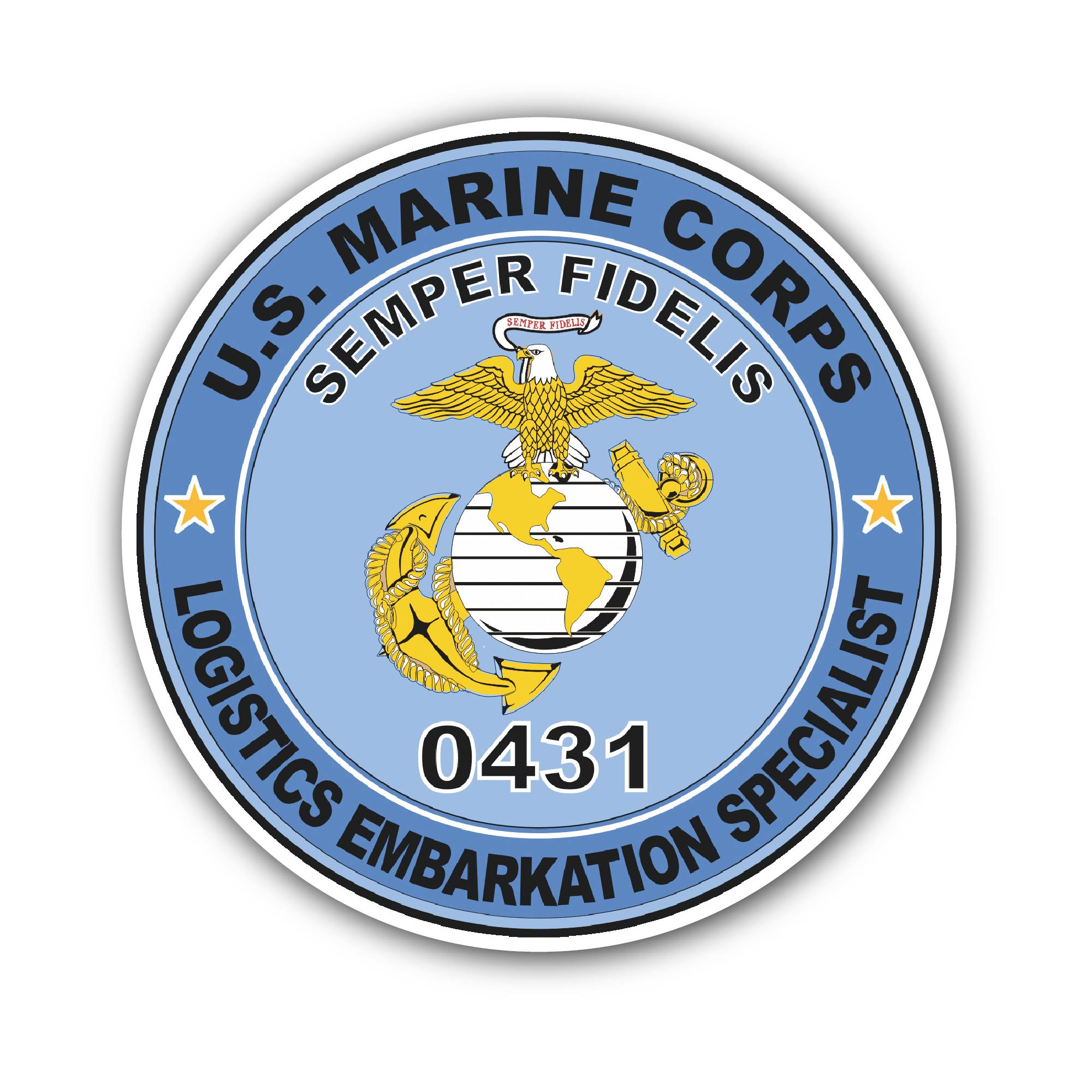 Logistics Embarkation Specialist MOS 0431 U.S.M.C Military Sticker, Waterproof Vinyl Decal Sticker Indoor Or Outdoor 2 (Pieces) 3" and 5"
