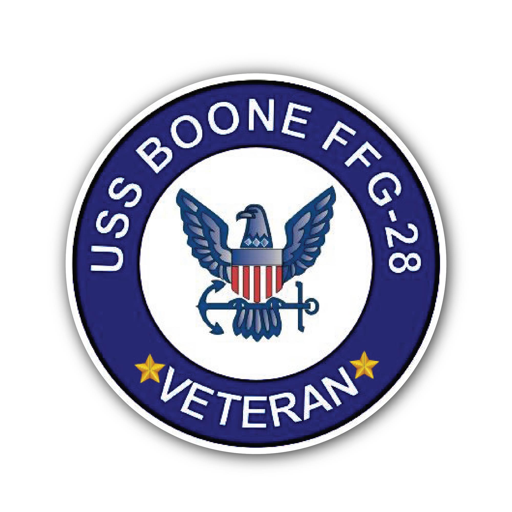 USS Boone FFG-28 Veteran Sticker, Waterproof Vinyl Decal Sticker Indoor Or Outdoor 2 (Pieces) 3" and 5"