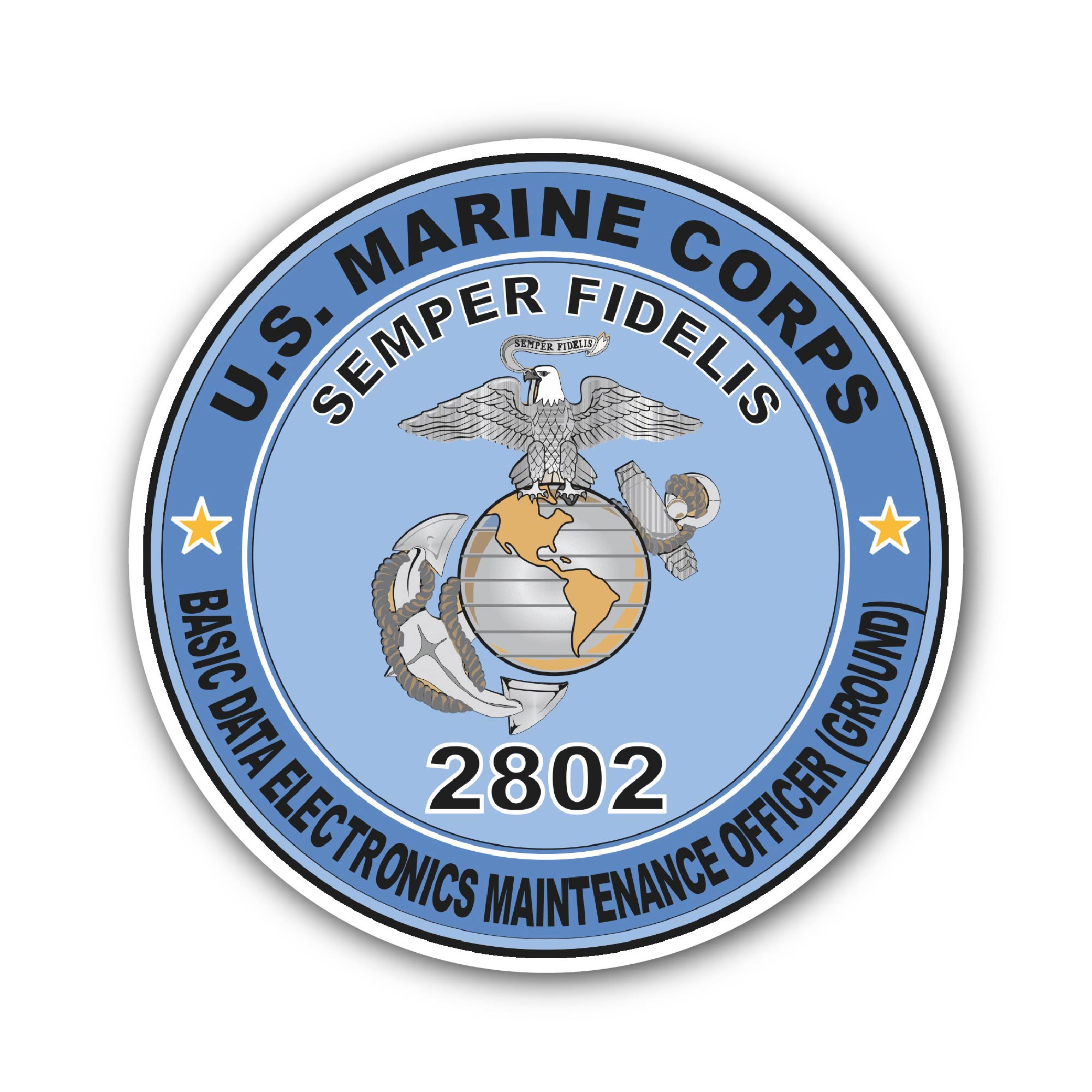 Basic Data Electronics Maintenance Officer (Ground) MOS 2802 Sticker, Waterproof Vinyl Decal Sticker Indoor Or Outdoor 2 (Pieces) 3" and 5"