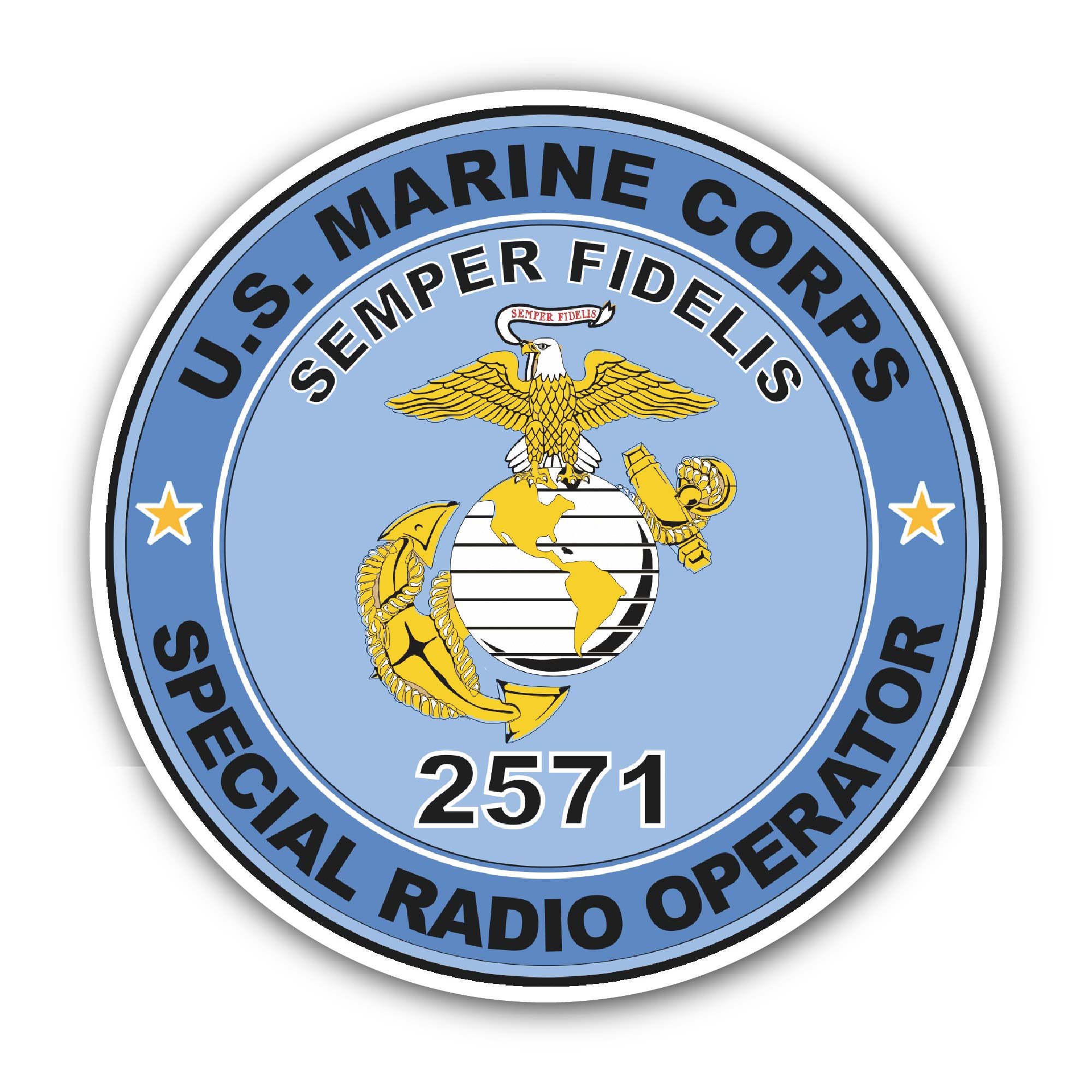 U.S.M.C. MOS 2571 Special Radio Operator Sticker, Waterproof Vinyl Decal Sticker Indoor Or Outdoor 2 (Pieces) 3" and 5"
