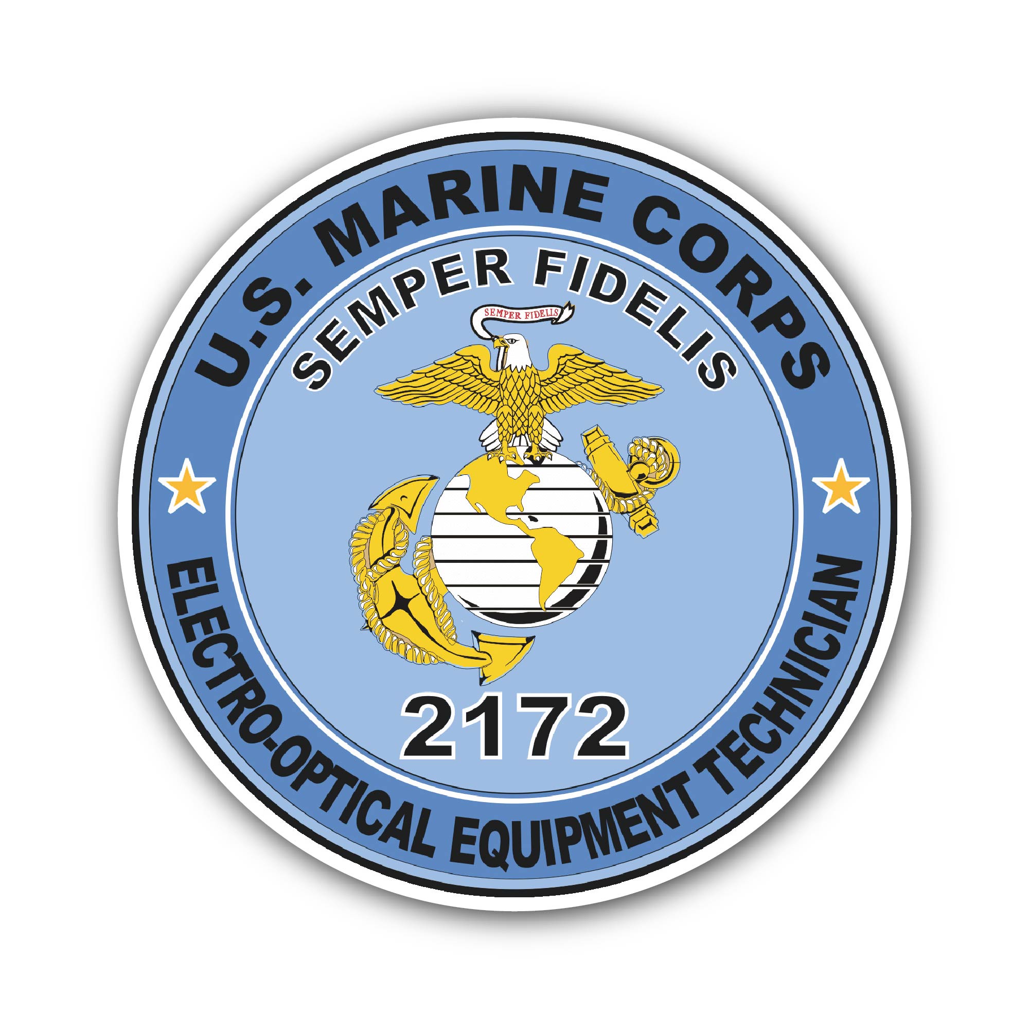 U.S.M.C. MOS 2172 Electro-Optical Equipment Technician Sticker, Waterproof Vinyl Decal Sticker Indoor Or Outdoor 2 (Pieces) 3" and 5"