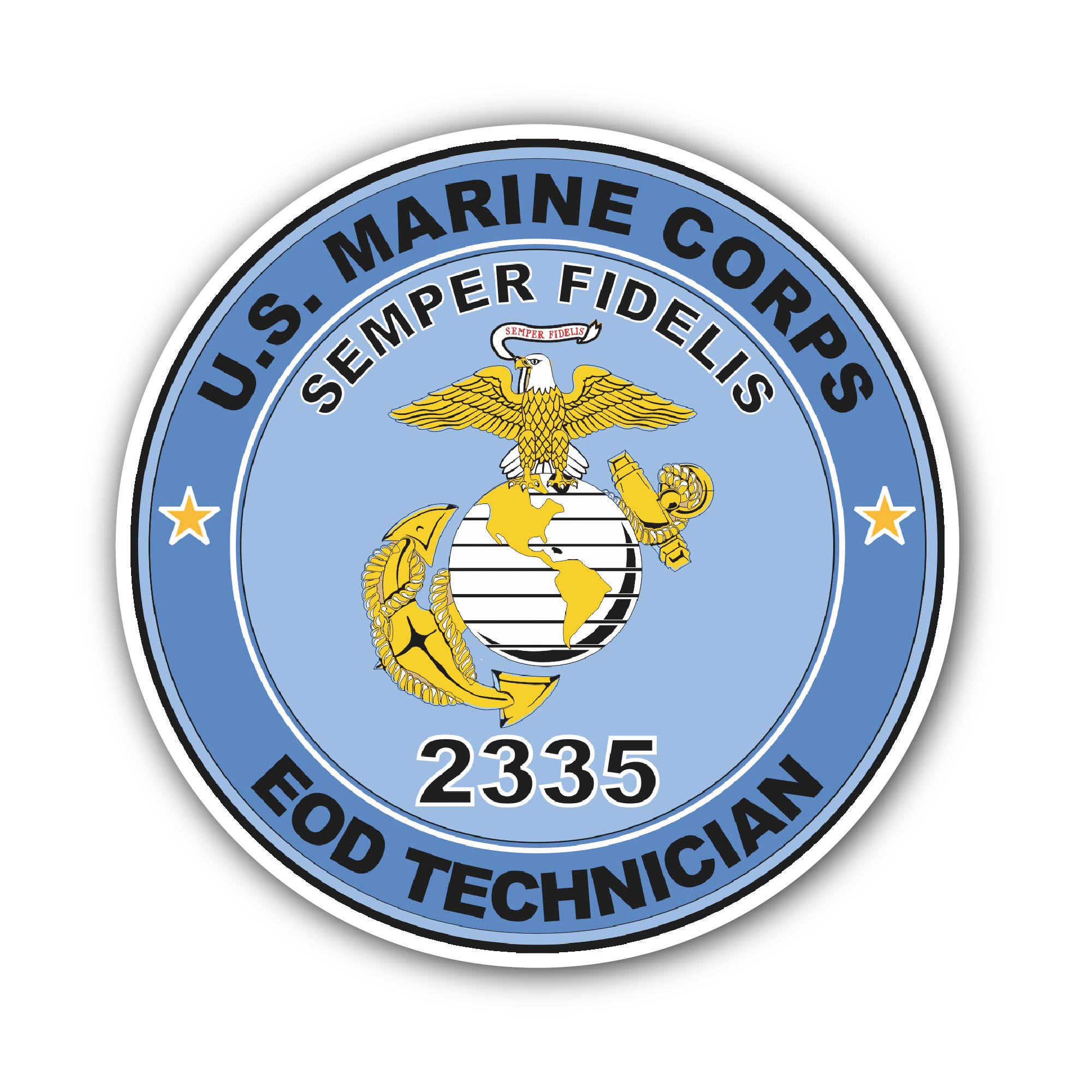 U.S.M.C. MOS 2335 EOD Technician Sticker, Waterproof Vinyl Decal Sticker Indoor Or Outdoor 2 (Pieces) 3" and 5"