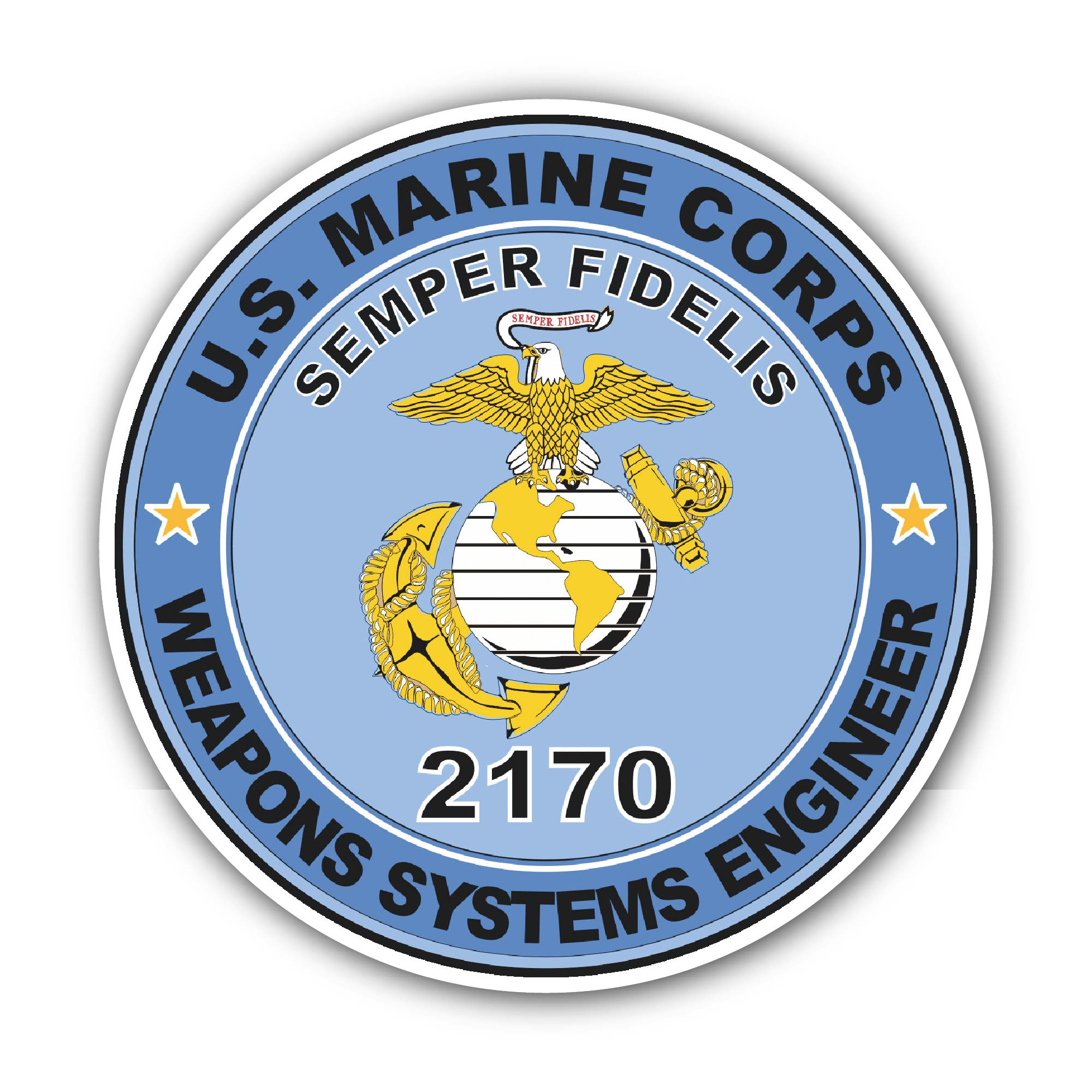 U.S.M.C. MOS 2170 Weapons Systems Engineer Sticker, Waterproof Vinyl Decal Sticker Indoor Or Outdoor 2 (Pieces) 3" and 5"