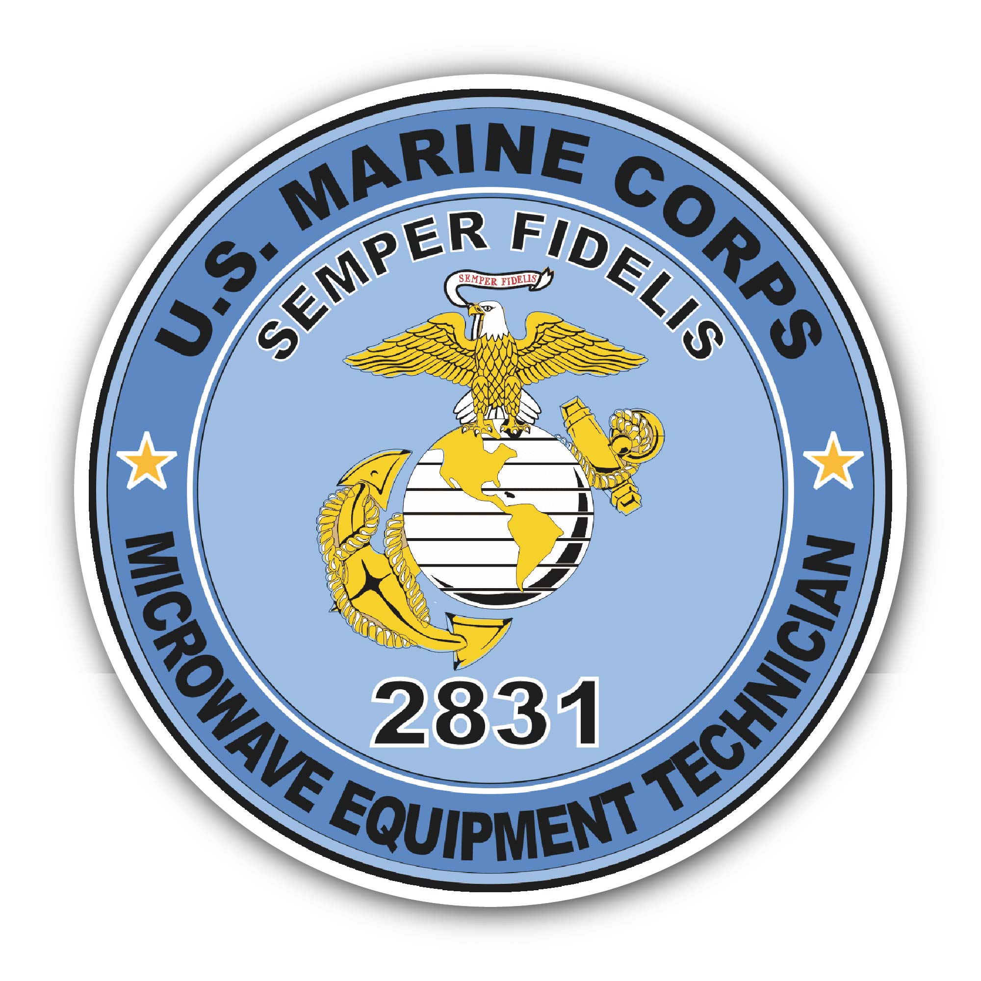 Microwave Equipment Technician MOS 2831 U.S.M.C Military Sticker, Waterproof Vinyl Decal Sticker Indoor Or Outdoor 2 (Pieces) 3" and 5"