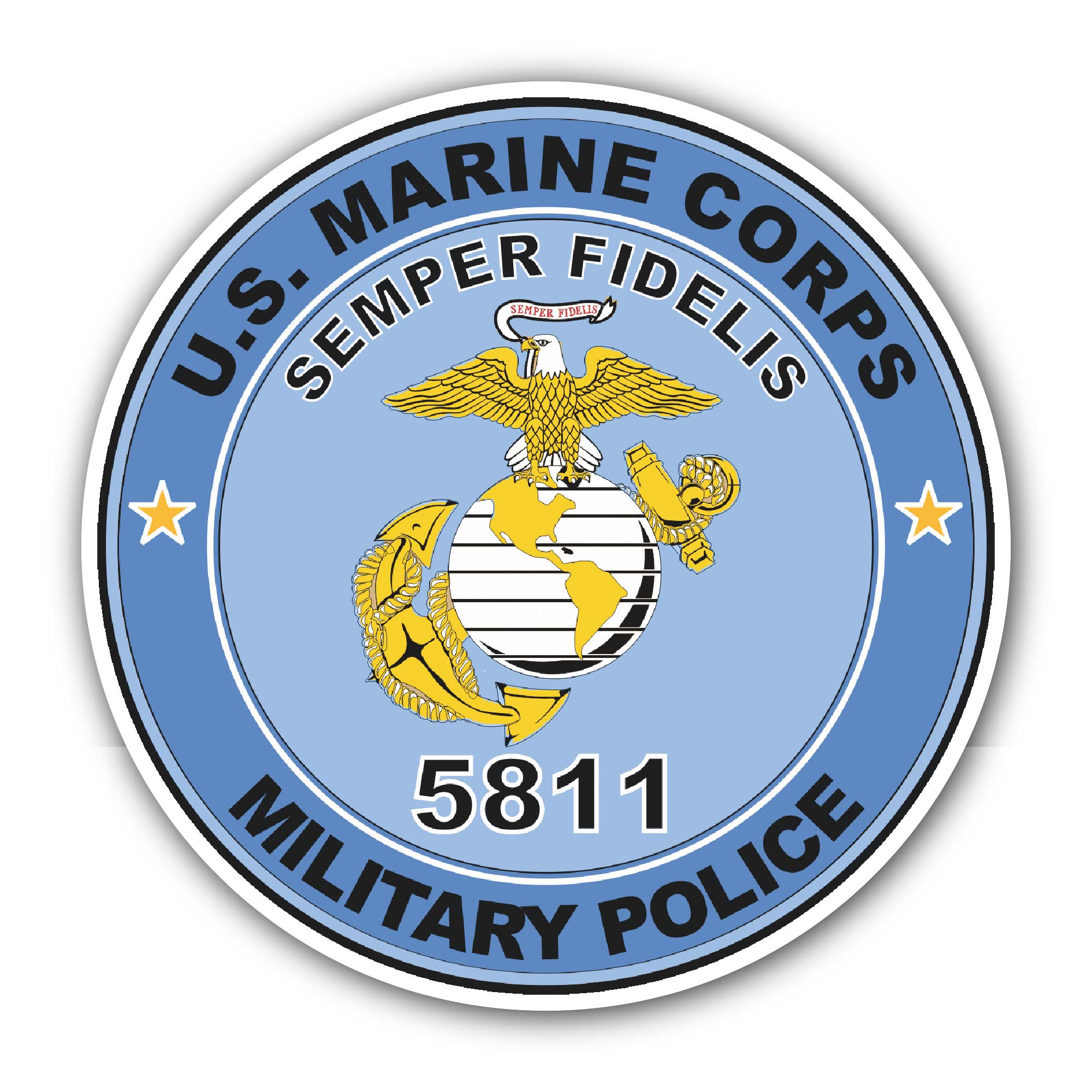 U.S.M.C. MOS 5811 Military Police Sticker, Waterproof Vinyl Decal Sticker Indoor Or Outdoor 2 (Pieces) 3" and 5"