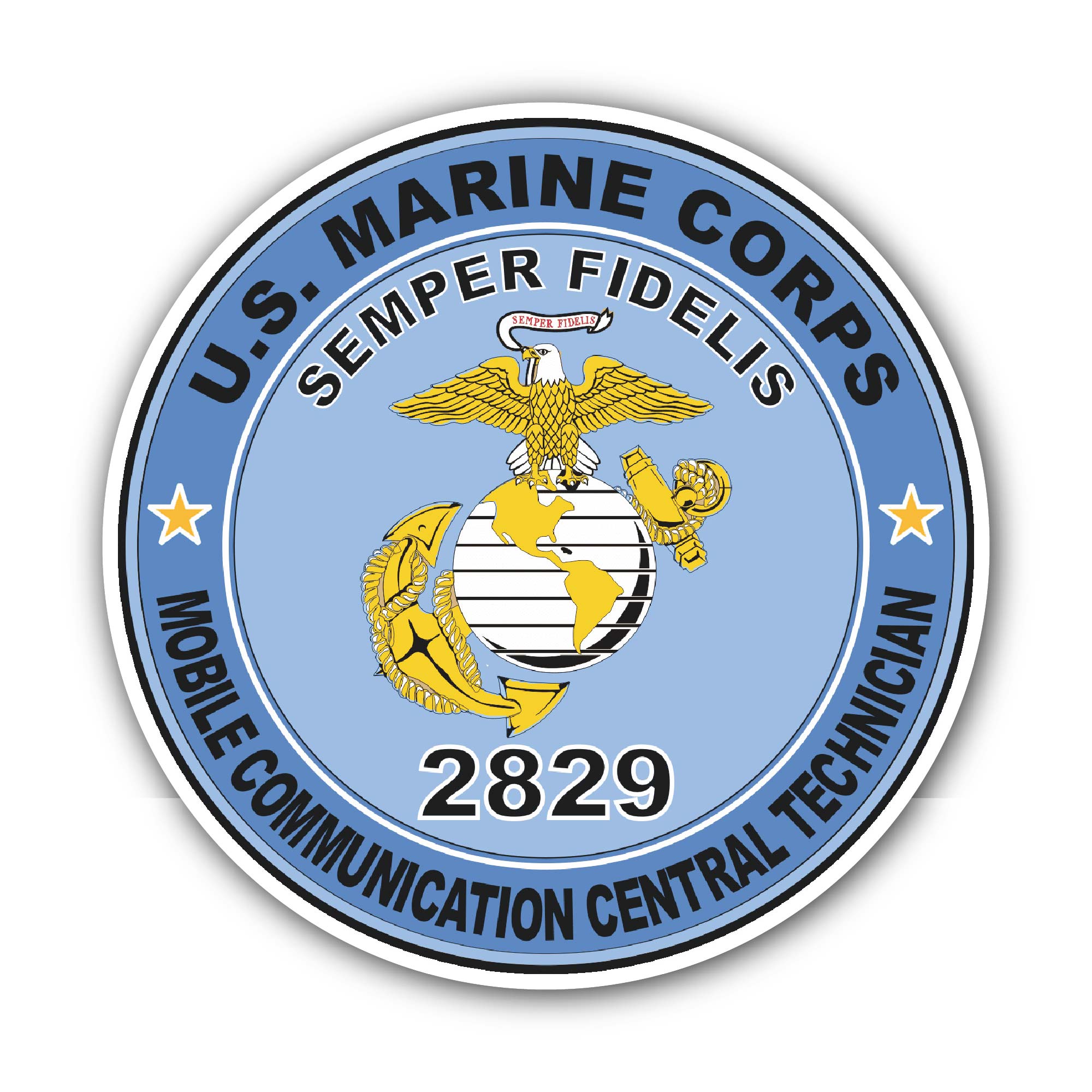 Mobile Communication Central Technician MOS 2829 U.S.M.C Military Sticker, Waterproof Vinyl Decal Sticker Indoor Or Outdoor 2 (Pieces) 3" and 5"