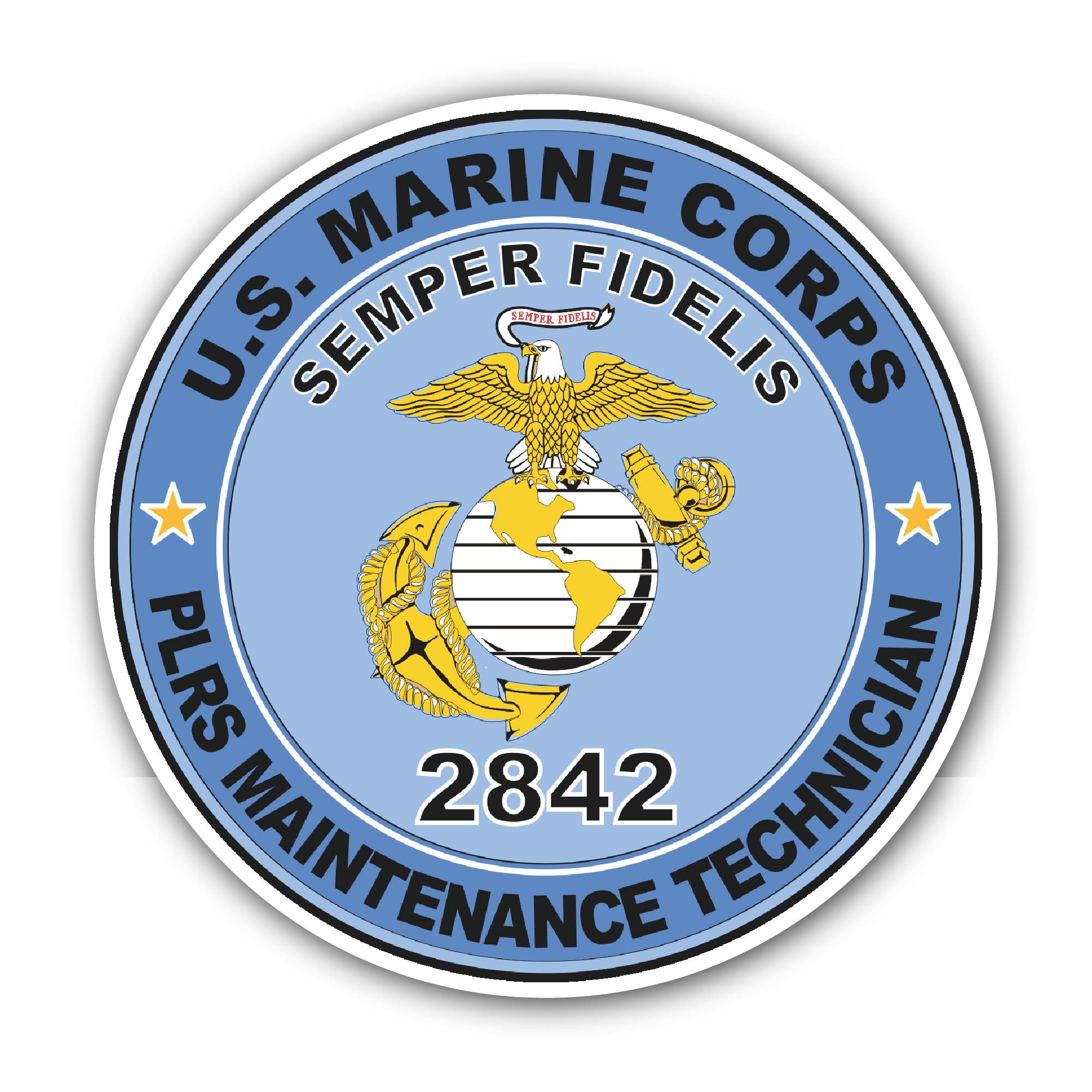 U.S.M.C. MOS 2842 PLRS Maintenance Technician Sticker, Waterproof Vinyl Decal Sticker Indoor Or Outdoor 2 (Pieces) 3" and 5"