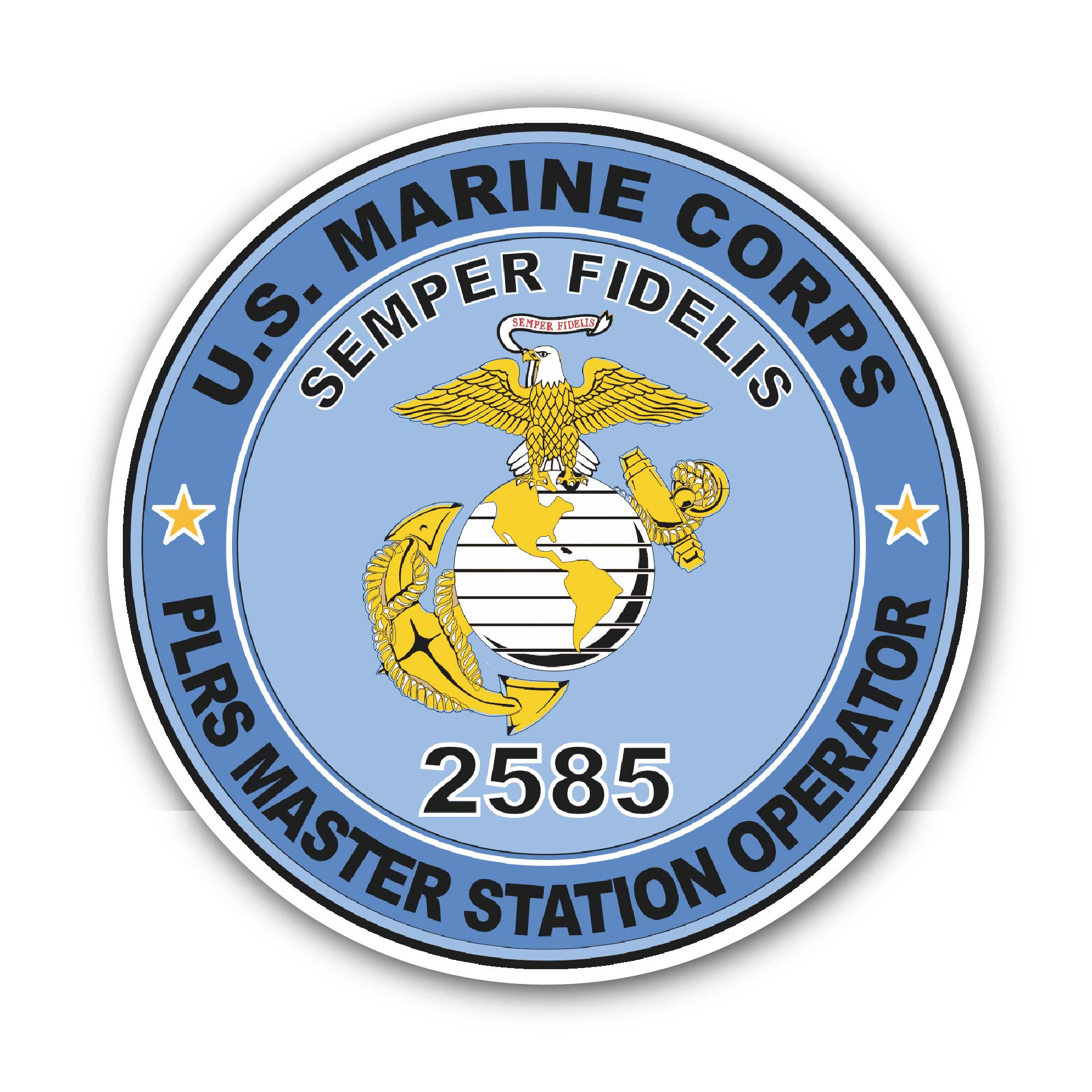 U.S.M.C. MOS 2585 PLRS Master Station Operator Sticker, Waterproof Vinyl Decal Sticker Indoor Or Outdoor 2 (Pieces) 3" and 5"
