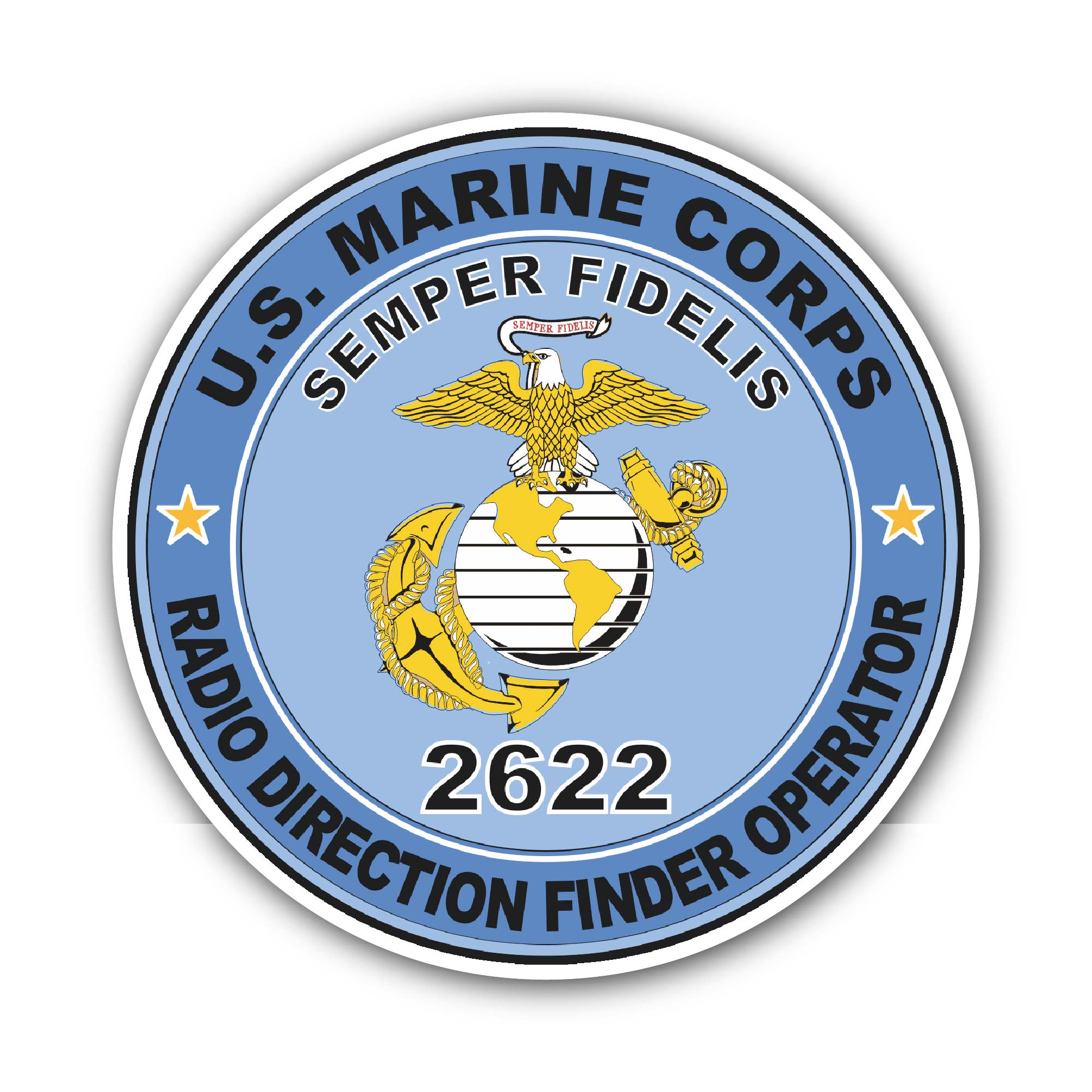 U.S.M.C. MOS 2622 Radio Direction Finder Operator Sticker, Waterproof Vinyl Decal Sticker Indoor Or Outdoor 2 (Pieces) 3" and 5"
