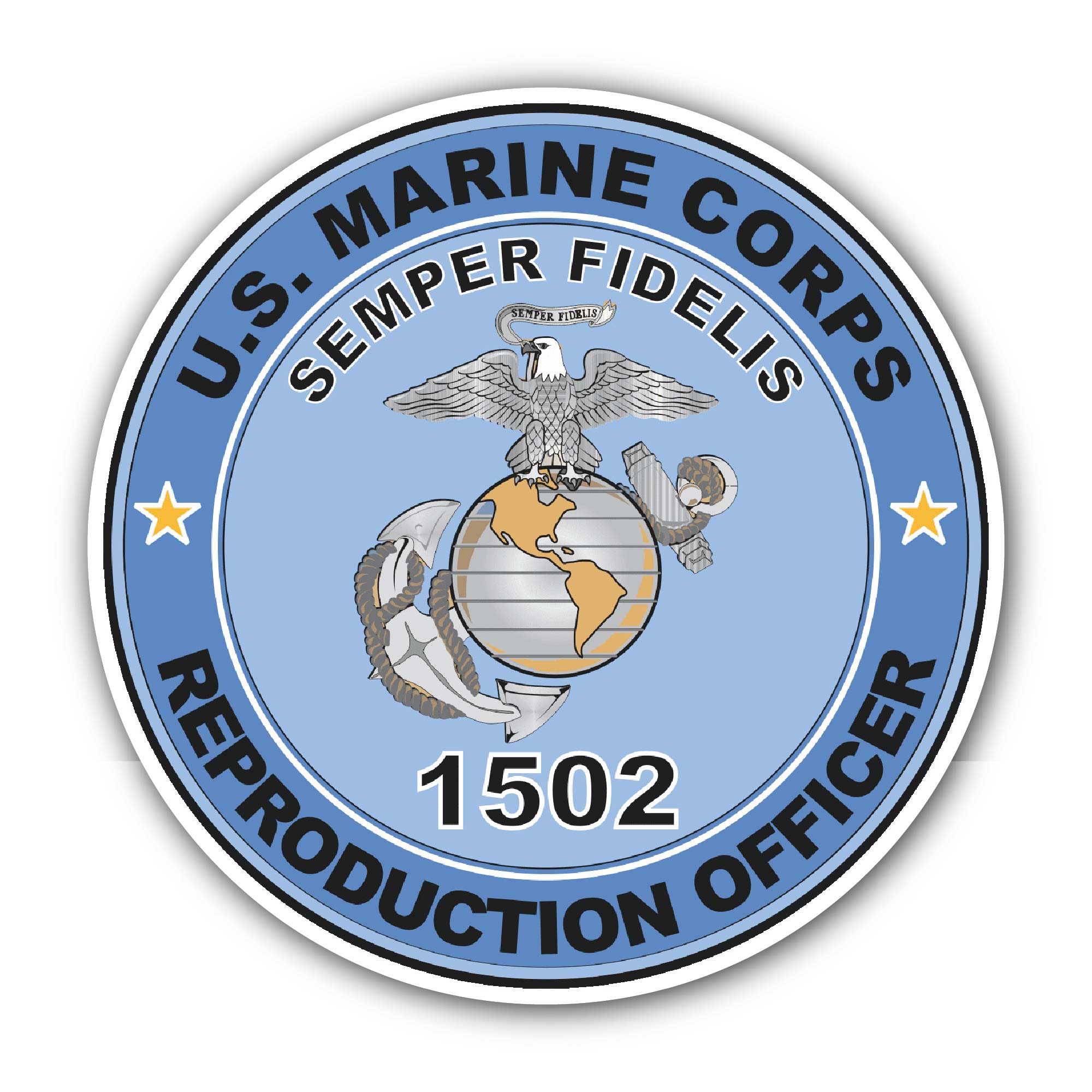 U.S.M.C. MOS 1502 Reproduction Officer Sticker, Waterproof Vinyl Decal Sticker Indoor Or Outdoor 2 (Pieces) 3" and 5"