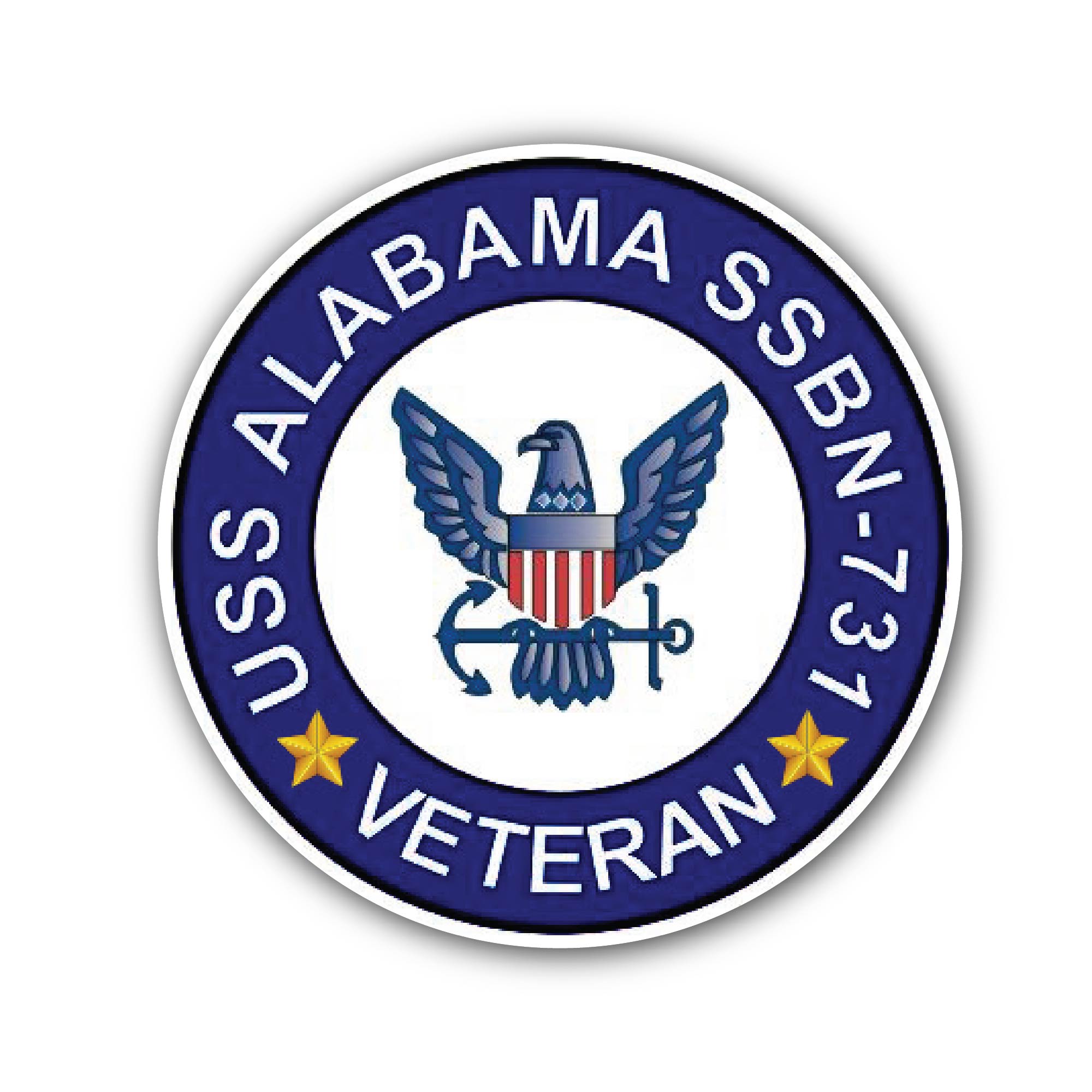 USS Alabama SSBN-731 Veteran Sticker, Waterproof Vinyl Decal Sticker Indoor Or Outdoor 2 (Pieces) 3" and 5"