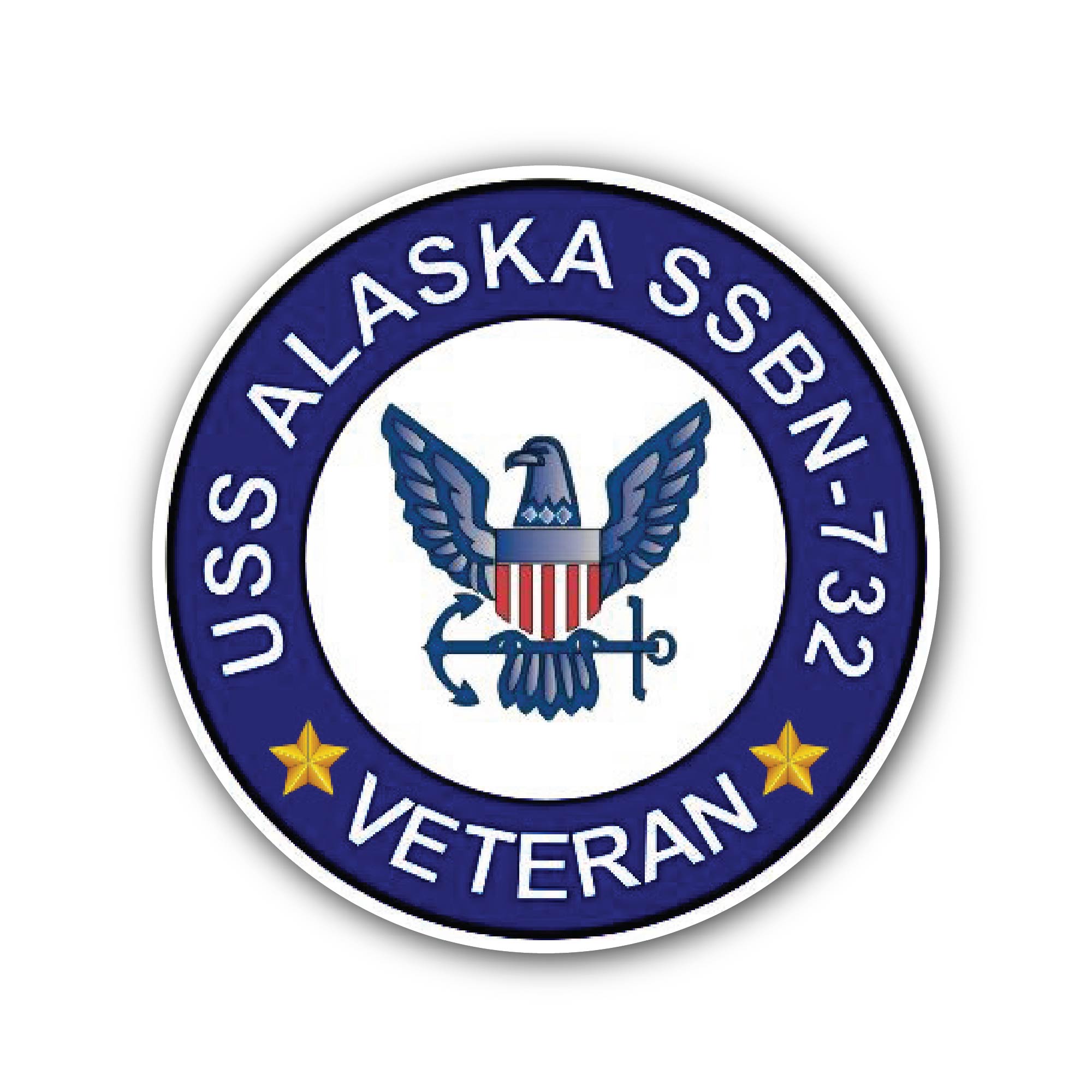 USS Alaska SSBN-732 Veteran Sticker, Waterproof Vinyl Decal Sticker Indoor Or Outdoor 2 (Pieces) 3" and 5"