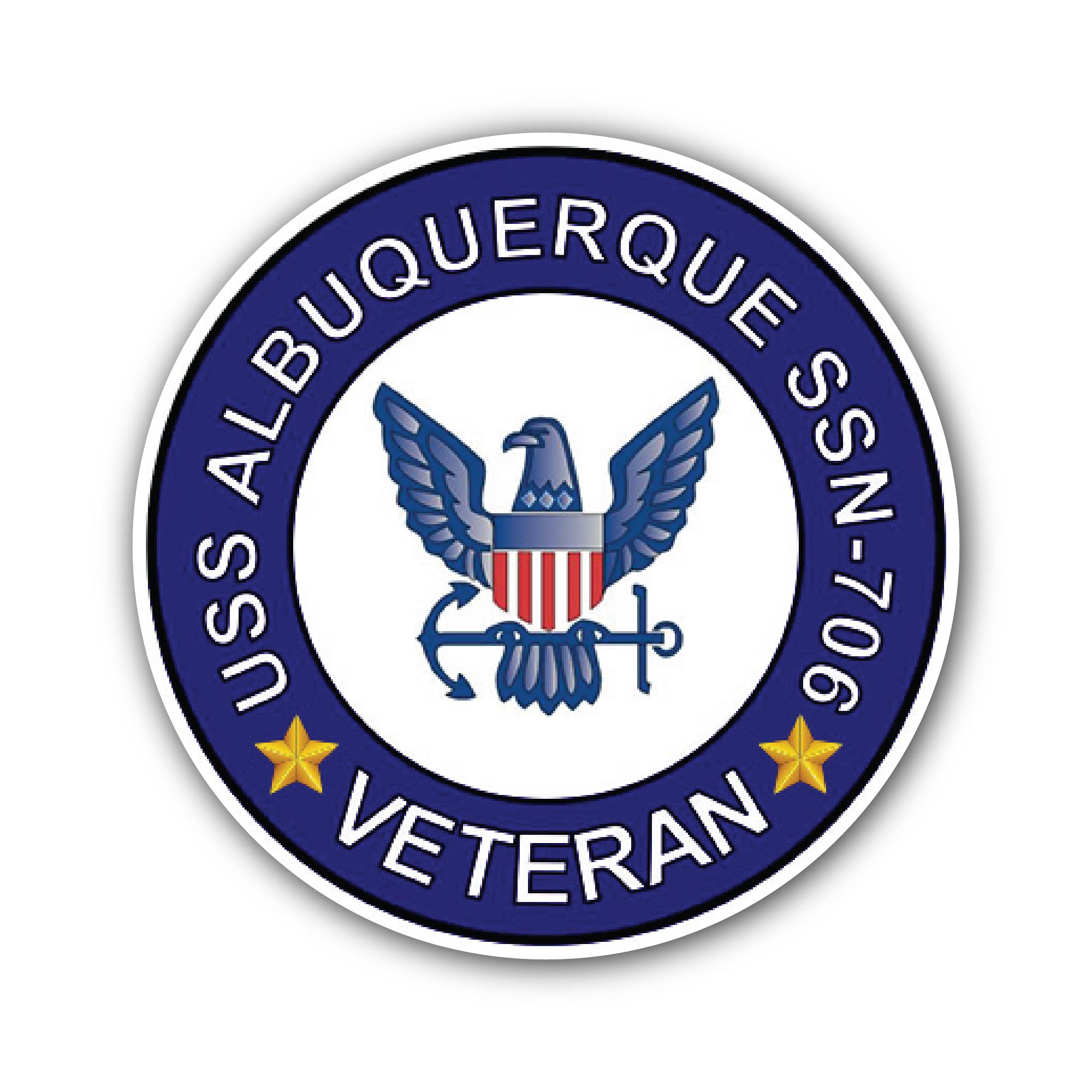 USS Albuquerque SSN-706 Veteran Sticker, Waterproof Vinyl Decal Sticker Indoor Or Outdoor 2 (Pieces) 3" and 5"