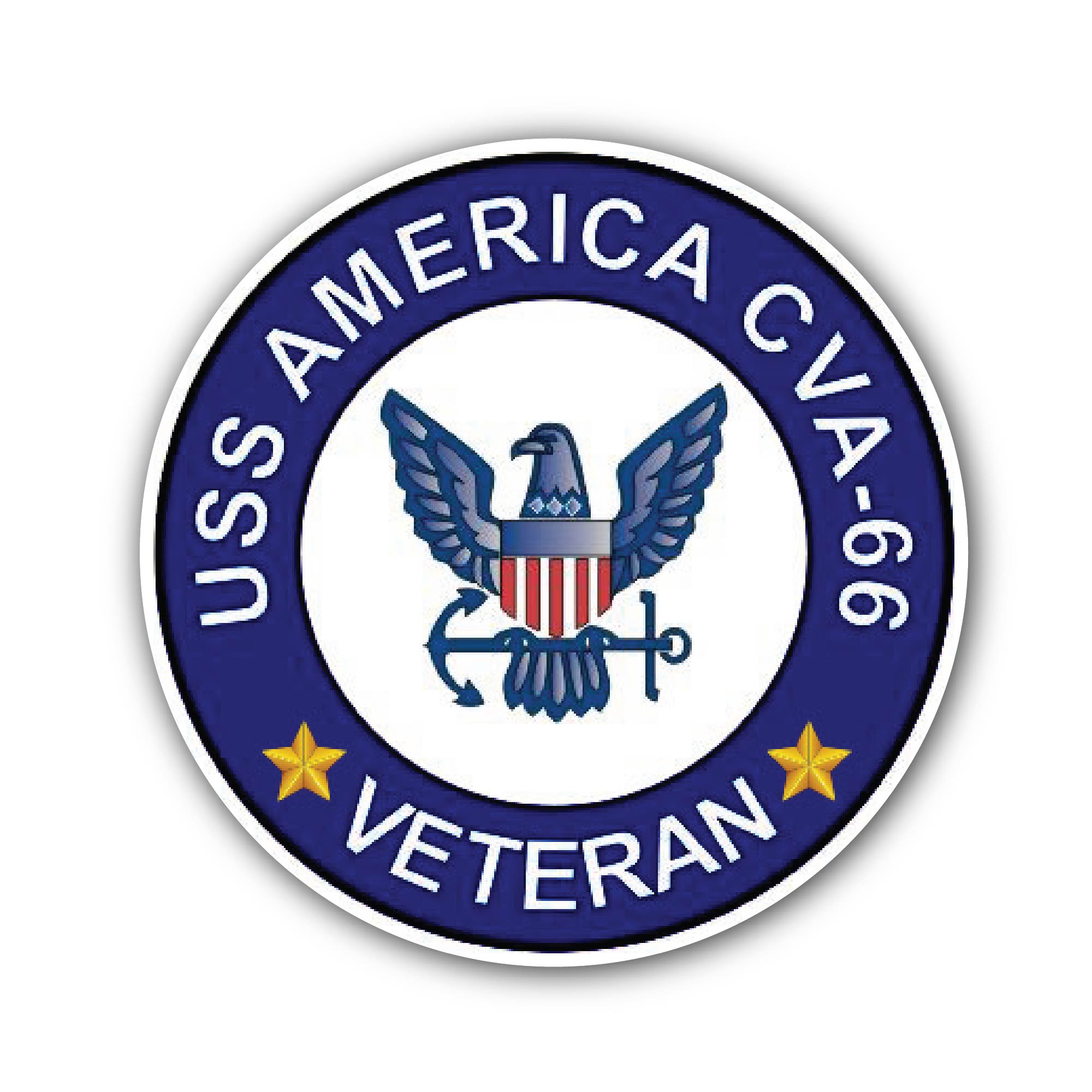 USS America CVA-66 Veteran Sticker, Waterproof Vinyl Decal Sticker Indoor Or Outdoor 2 (Pieces) 3" and 5"