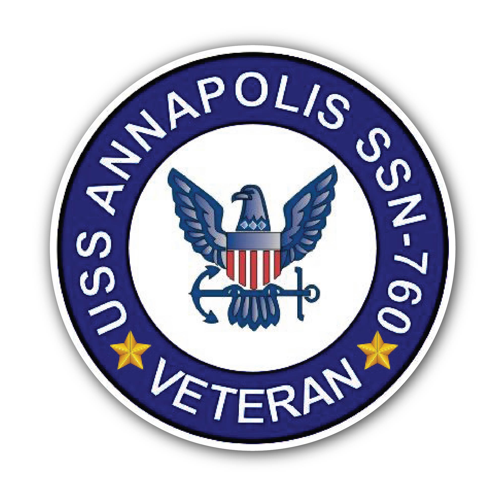 USS Annapolis SSN-760 Veteran Sticker, Waterproof Vinyl Decal Sticker Indoor Or Outdoor 2 (Pieces) 3" and 5"