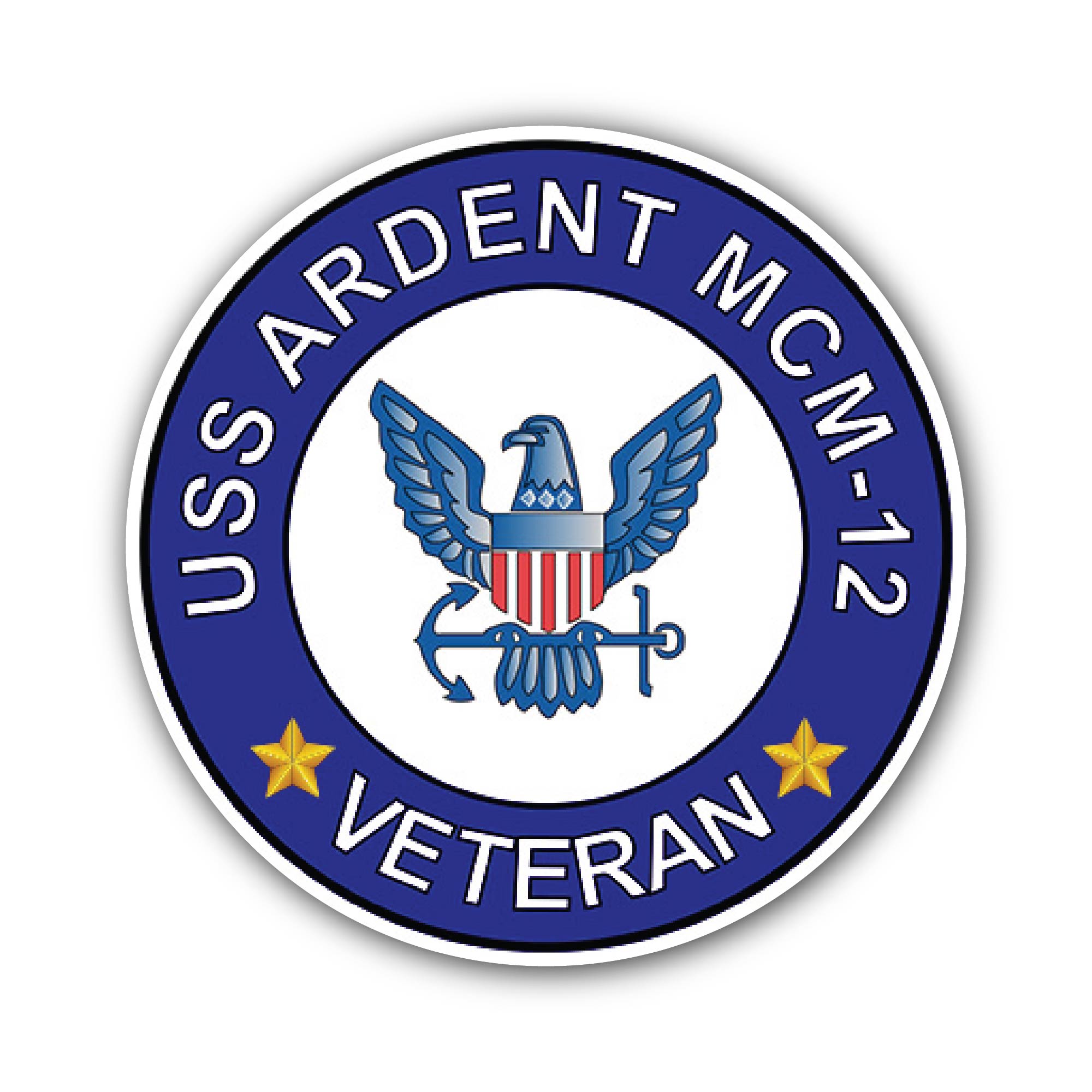 USS Ardent MCM-12 Veteran Sticker, Waterproof Vinyl Decal Sticker Indoor Or Outdoor 2 (Pieces) 3" and 5"
