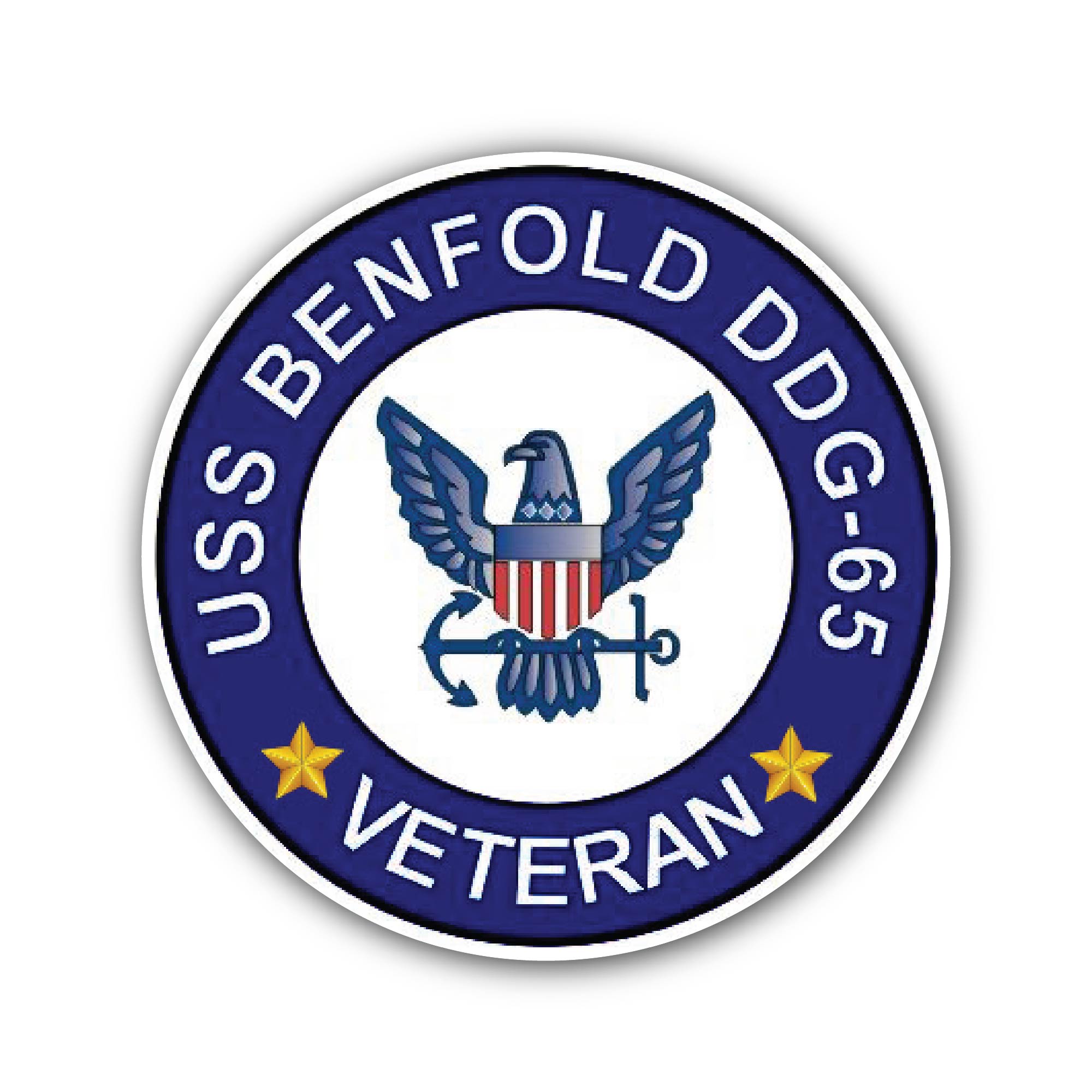 USS Benfold DDG-65 Veteran Sticker, Waterproof Vinyl Decal Sticker Indoor Or Outdoor 2 (Pieces) 3" and 5"