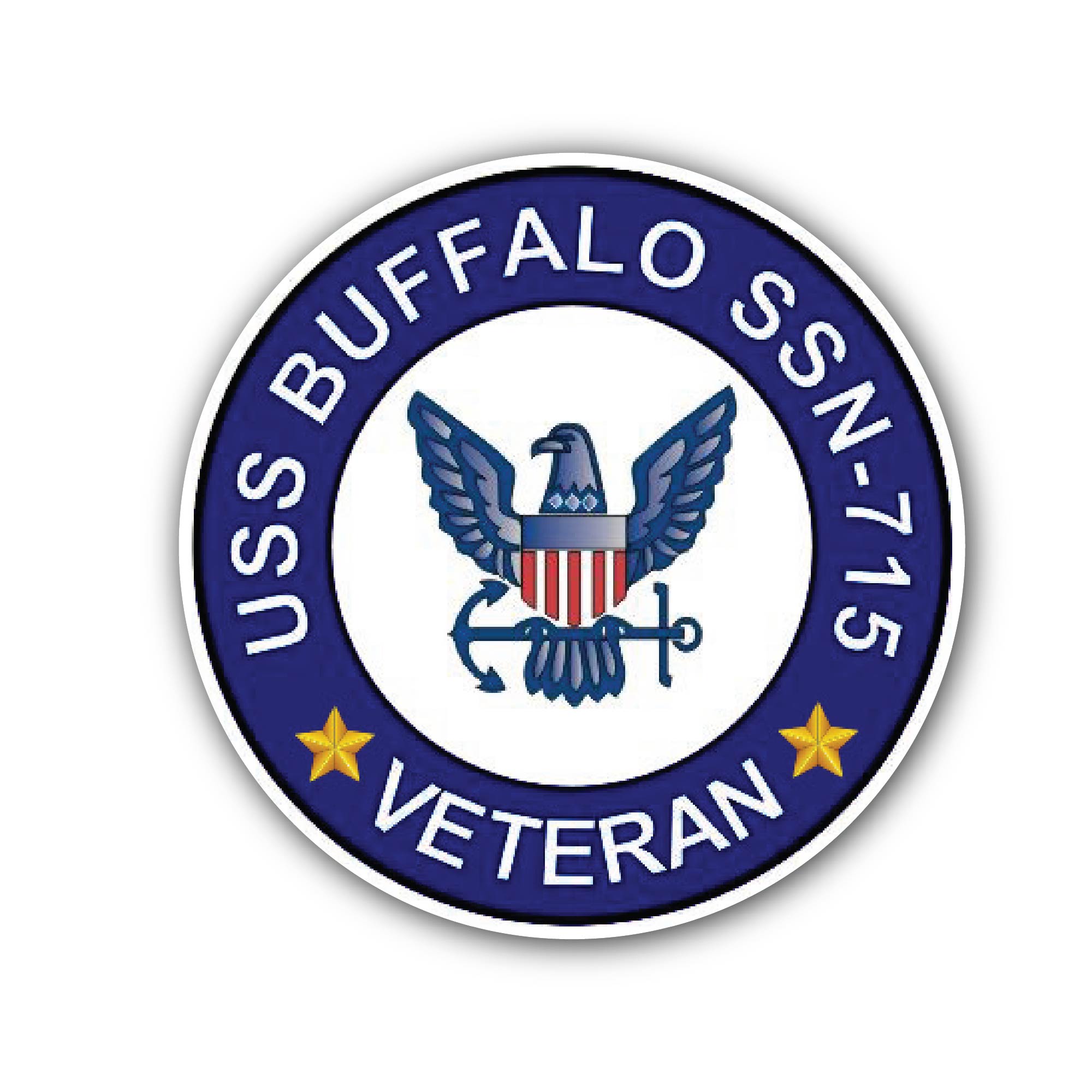 USS Buffalo SSN-715 Veteran Sticker, Waterproof Vinyl Decal Sticker Indoor Or Outdoor 2 (Pieces) 3" and 5"