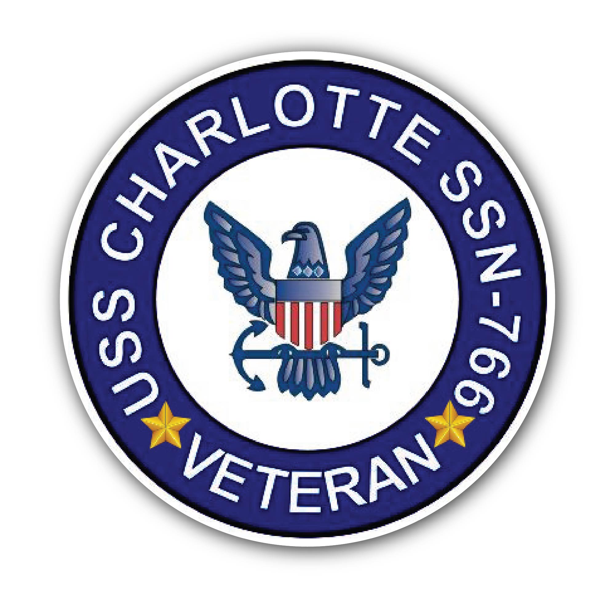 USS Charlotte SSN-766 Veteran Sticker, Waterproof Vinyl Decal Sticker Indoor Or Outdoor 2 (Pieces) 3" and 5"