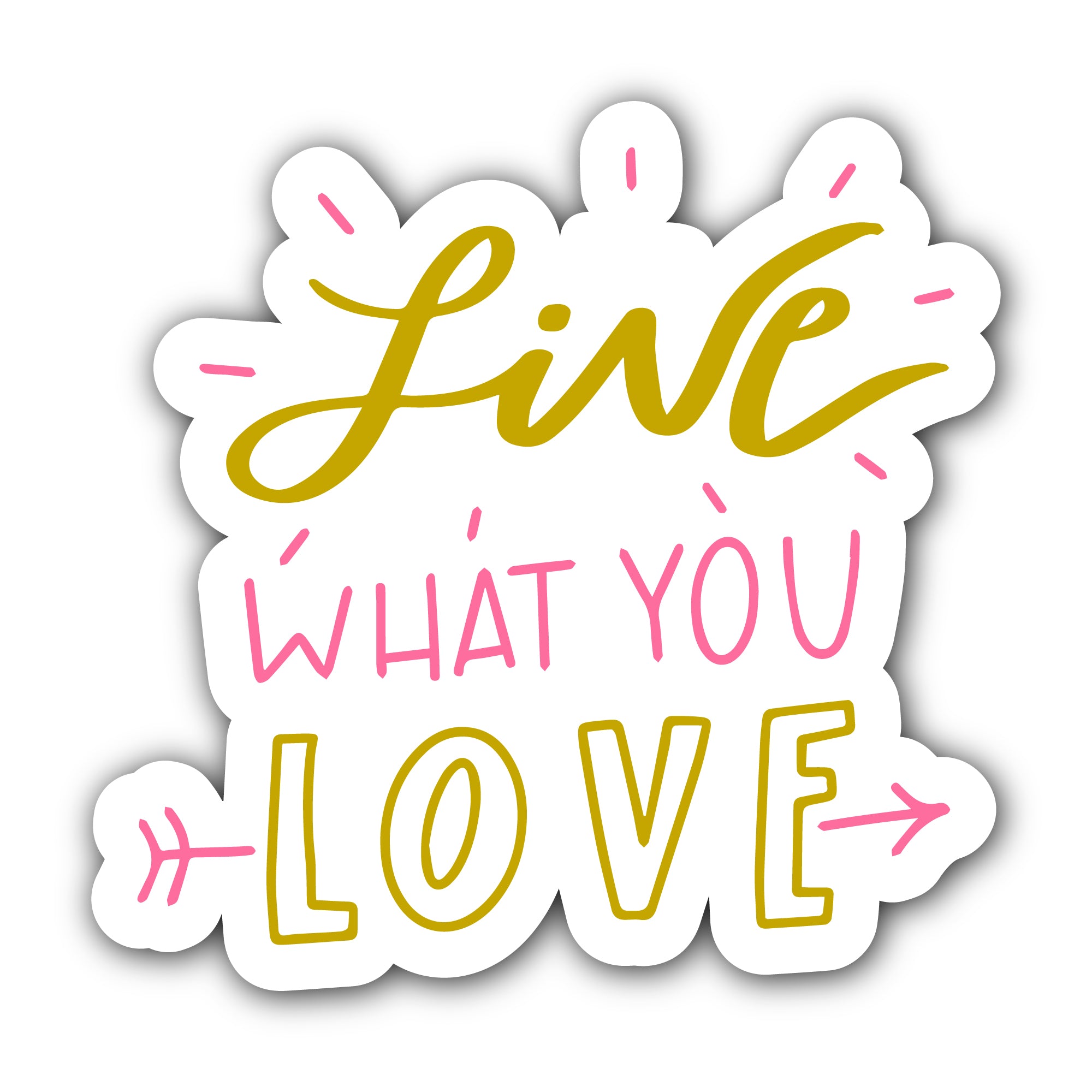 Live What You Love Sticker, Waterproof Vinyl Decal Sticker Indoor Or Outdoor 2 (Pieces) 3" and 5"