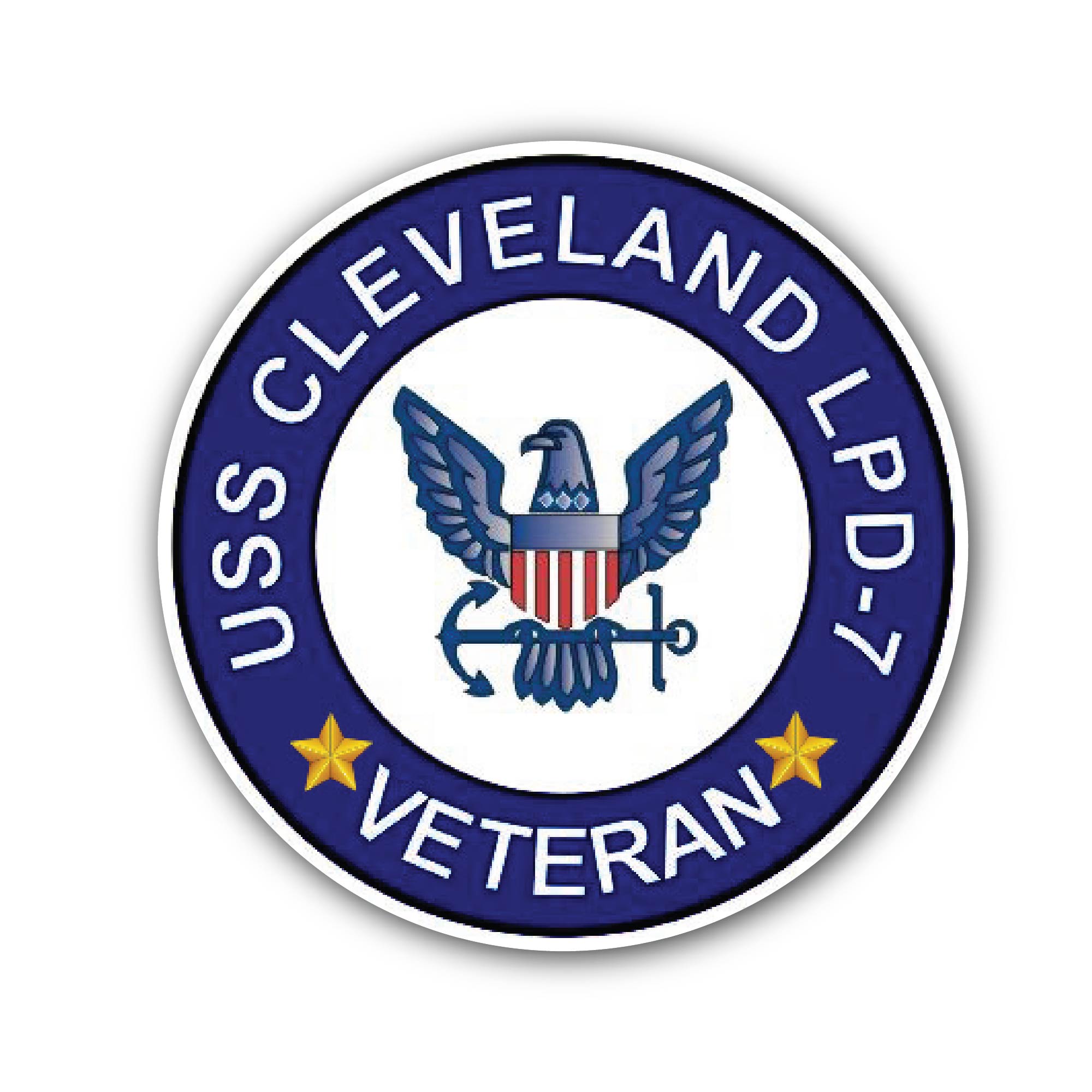 USS Cleveland LPD-7 Veteran Sticker, Waterproof Vinyl Decal Sticker Indoor Or Outdoor 2 (Pieces) 3" and 5"