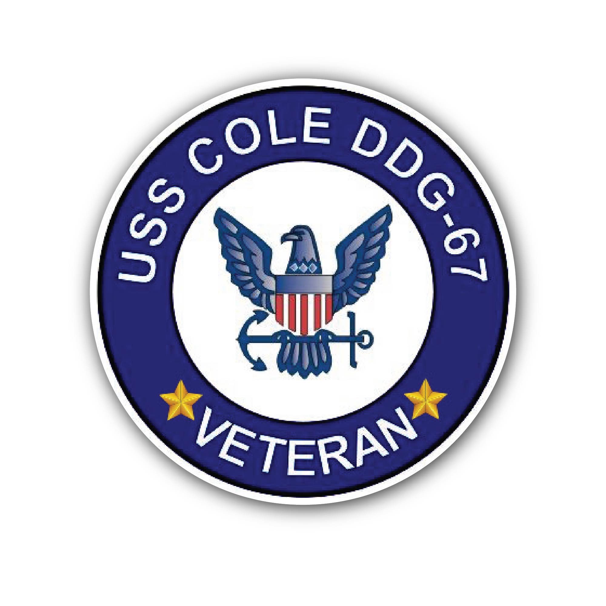 USS Cole DDG-67 Veteran Sticker, Waterproof Vinyl Decal Sticker Indoor Or Outdoor 2 (Pieces) 3" and 5"