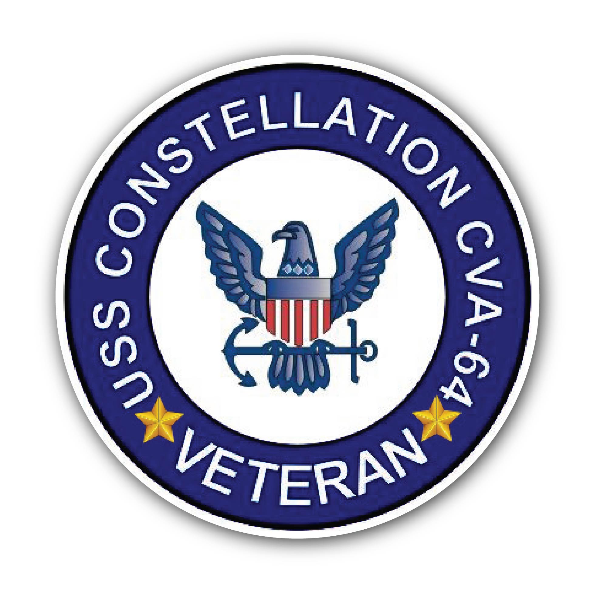 USS Constellation CVA-64 Veteran Sticker, Waterproof Vinyl Decal Sticker Indoor Or Outdoor 2 (Pieces) 3" and 5"