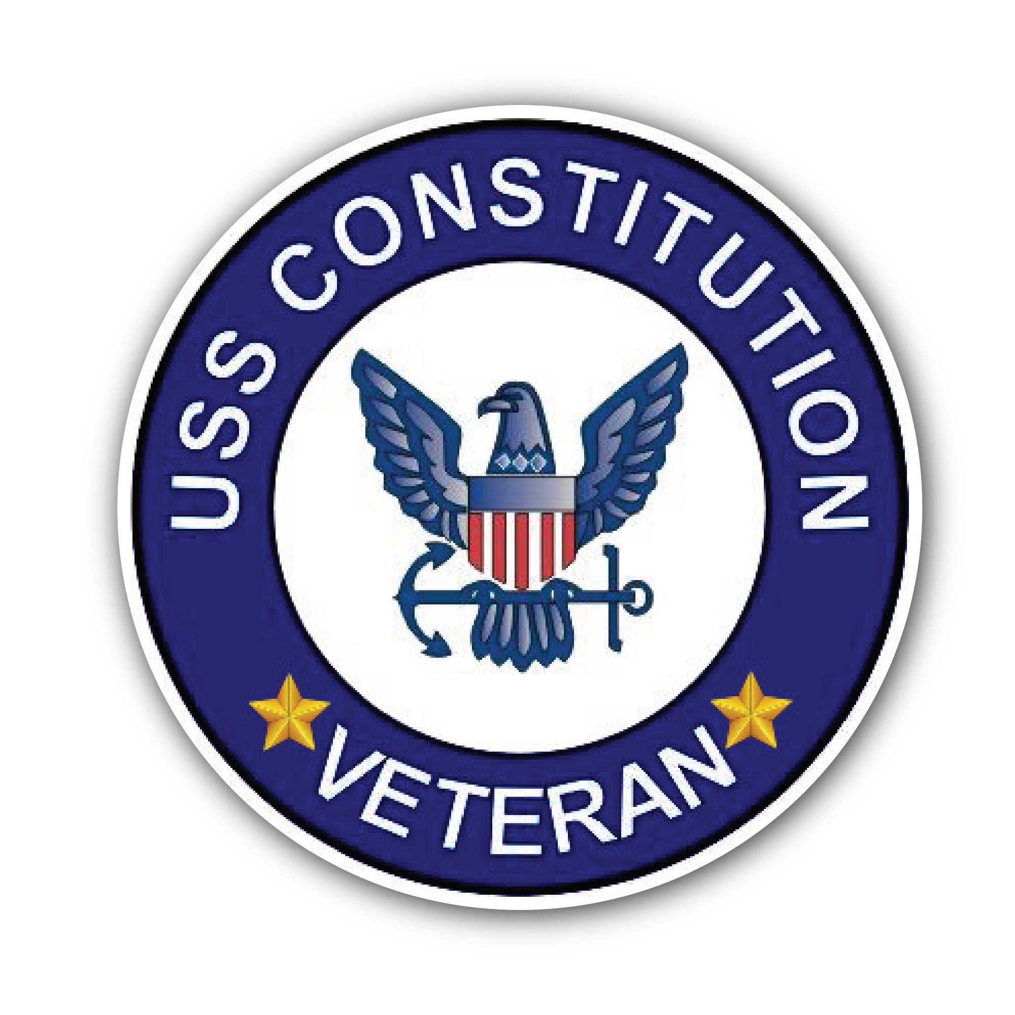 USS Constitution Veteran Sticker, Waterproof Vinyl Decal Sticker Indoor Or Outdoor 2 (Pieces) 3" and 5"