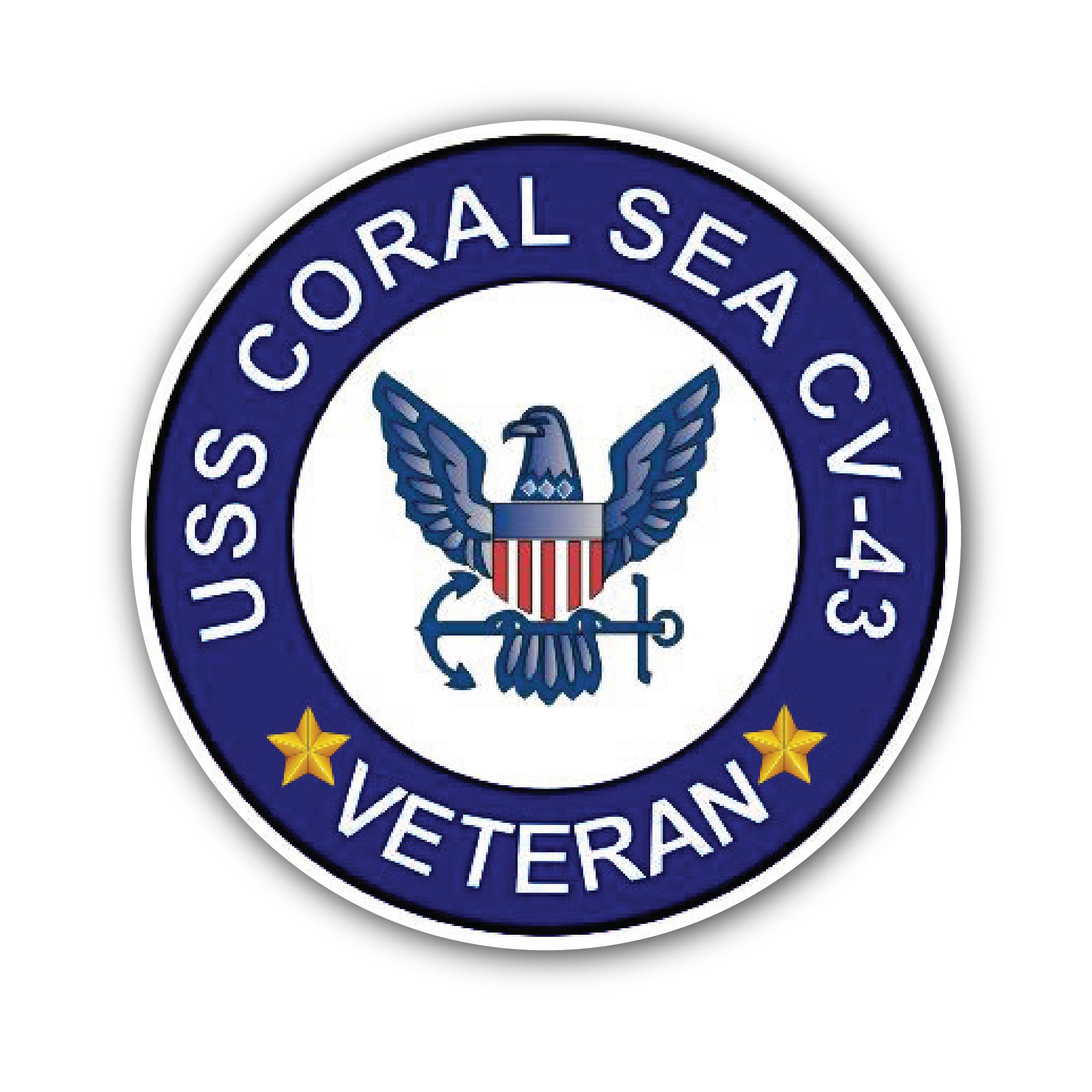 USS Coral Sea CV-43 Veteran Sticker, Waterproof Vinyl Decal Sticker Indoor Or Outdoor 2 (Pieces) 3" and 5"